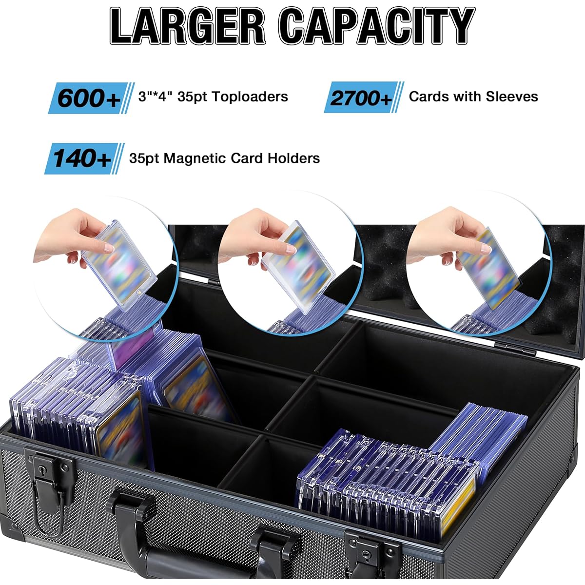 TCGUARD Top Loader Storage Box, 3" x 4" for 35PT Top Loaders, Waterproof, Non-Slip Card Storage Box with Dividers for Trading Cards and Sports Cards (Holds 600+ Top Loaders)