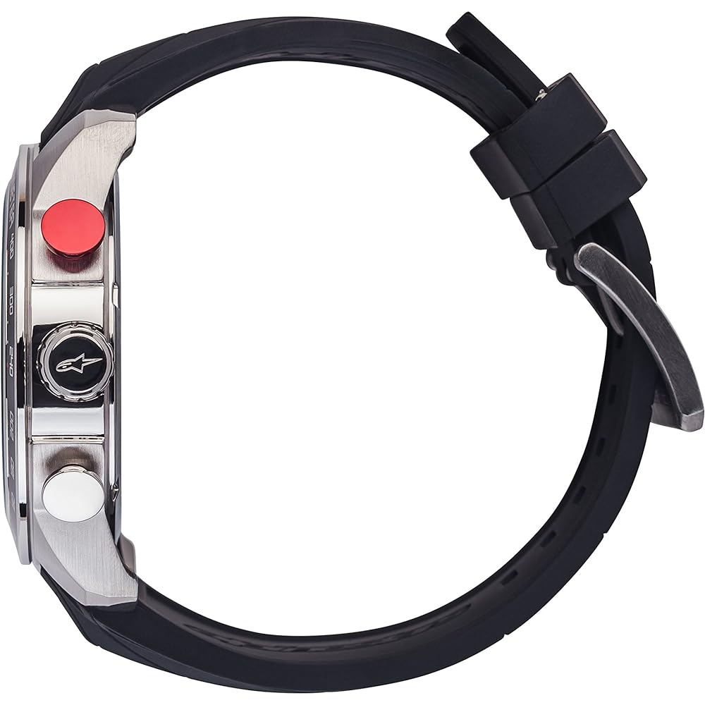 Alpinestars Tech Men's Chronograph Watch Analog Chrono 45mm Stainless Steel Case 100 Meter Water Resistant Japanese Movement Durable Silicone Wristband (Black Steel)