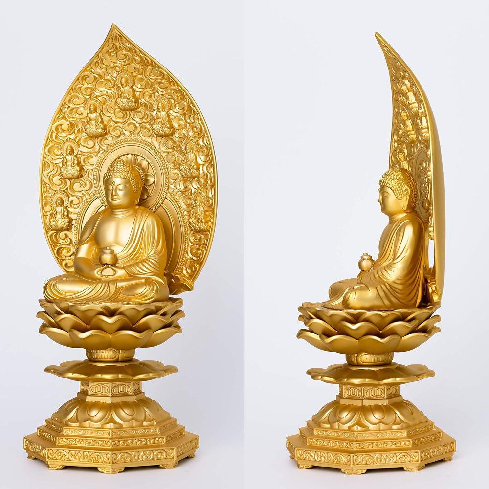 Buddha statue Yakushi Nyorai seated statue 18cm (gold plated/24K gold) Buddhist sculptor: Hideun Makita Original model _ "Tendai sect, Shingon sect, Rinzai sect" Takaoka bronze ware (Yakushi Nyorai za)