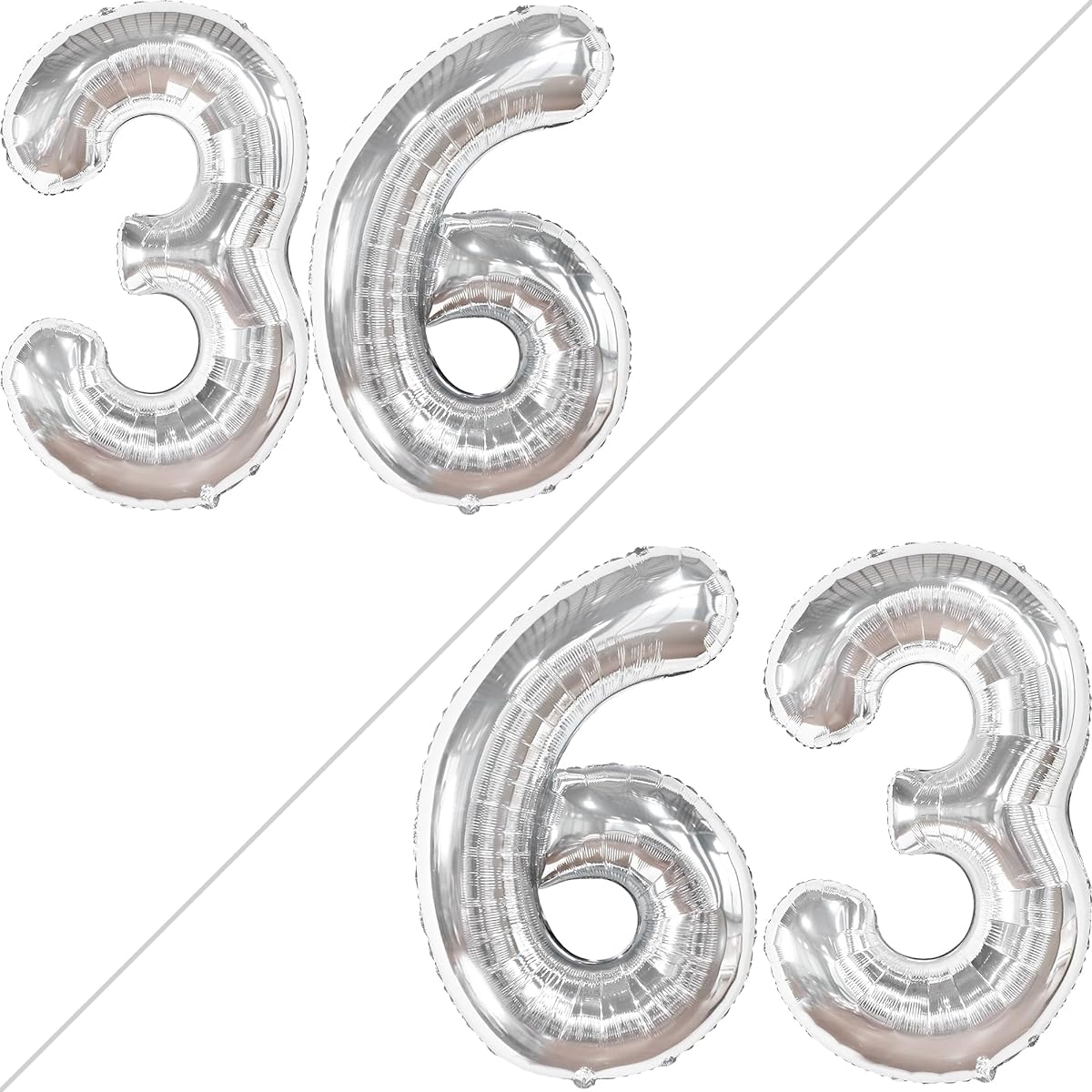 silver number 36 foil balloon