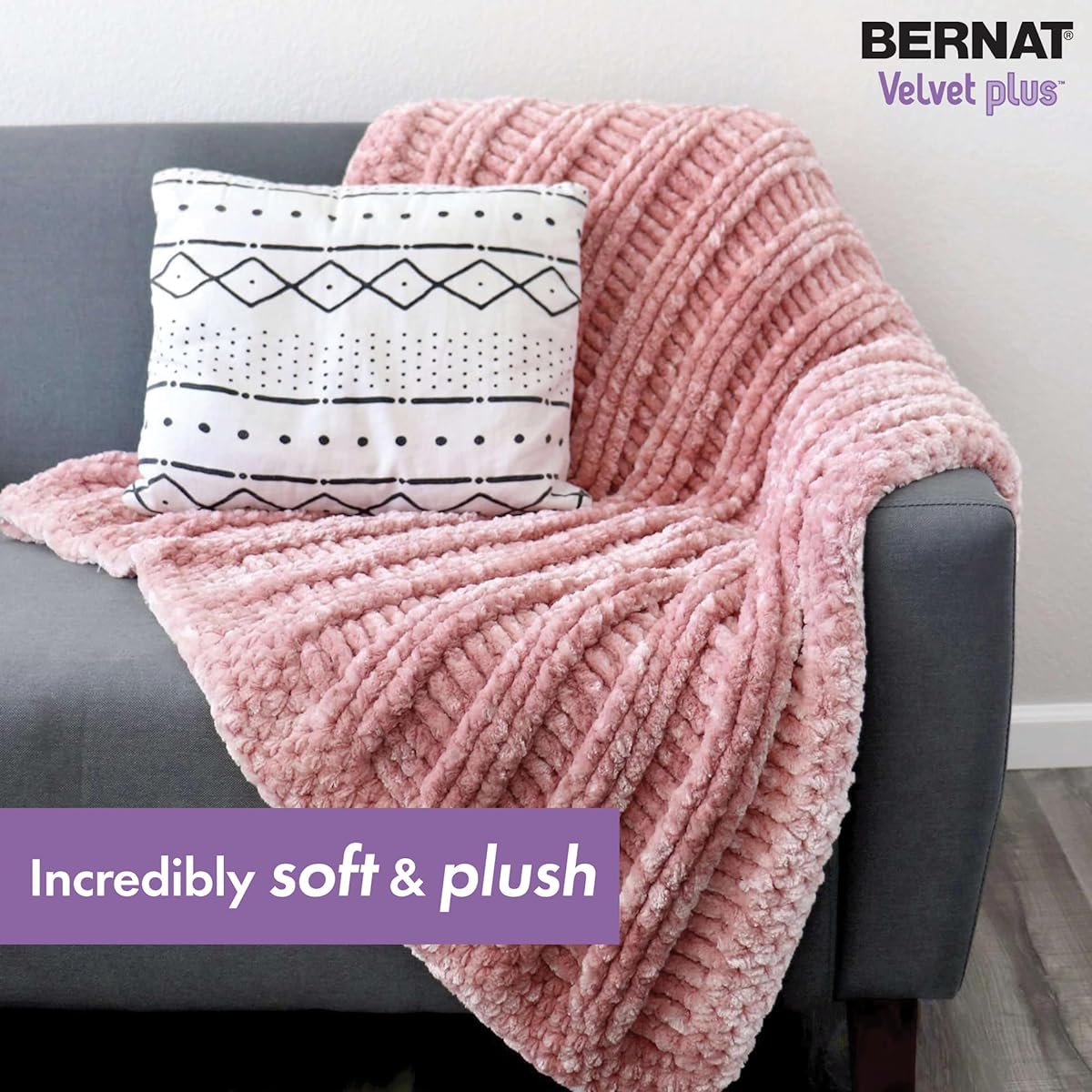 Bernat Velvet Plus Velvet Yarn - 300g/10.5oz 2 Pack - Polyester - 6 Super Bulky - Knitting/Crochet
