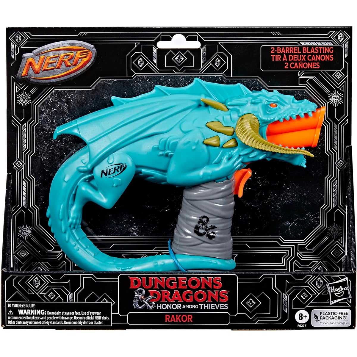 NERF Dungeons & Dragons Laco Blaster with 4 Elite 2.0 Darts, Kids Outdoor Game, D&D Blaster Toy, Ages 8+