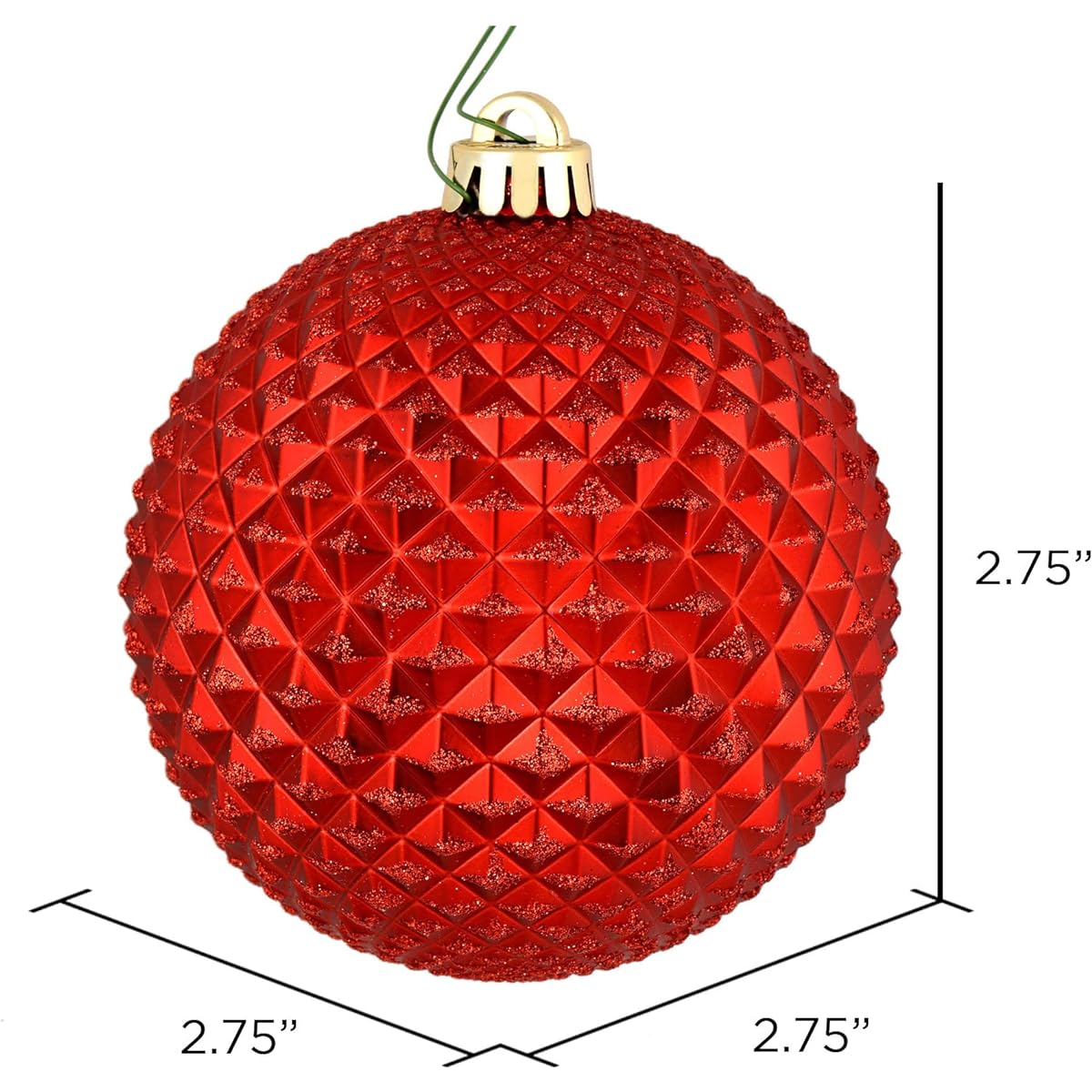 Vickerman 2.75" Red Durian Glitter Ball Ornaments, 12 per pack.