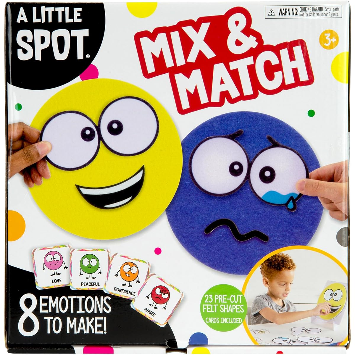 TOMY A Little Spot Mix and Match Craft Kit for Kids - Social Emotional Learning Activities - Sensory Play Includes Soft Felt Sentiment Spots, Double-Sided Cards, and Easel - Based on the Book by Diane Alber