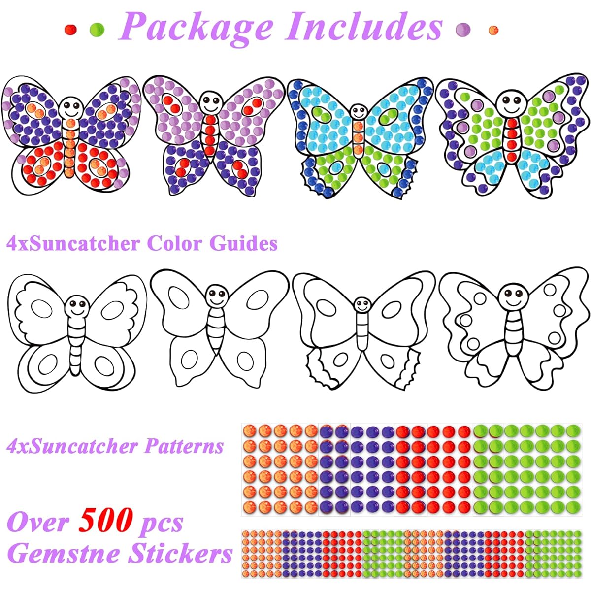 Spring Butterfly Arts & Crafts Sungemar Art Craft Suncatcher Kit for Kids Teenagers Kids Age 6-8 DIY Diamond Painting Kit for Girls Age 4 5 10 12