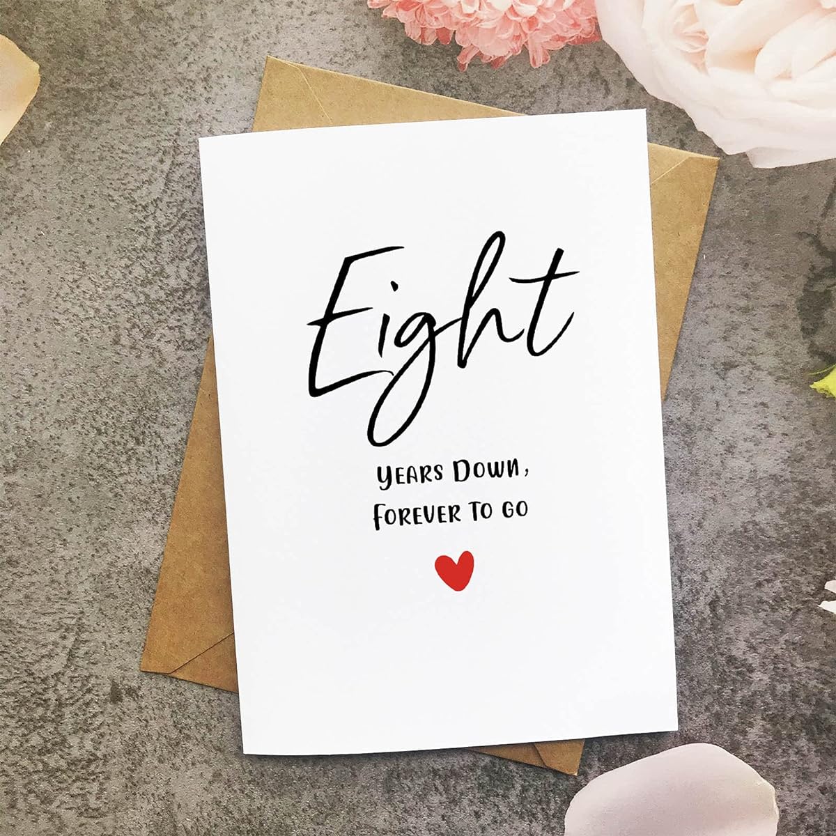 8th Anniversary Card 8 Years Down Forever To Go Romantic Valentine's Day Wedding Card for Couples