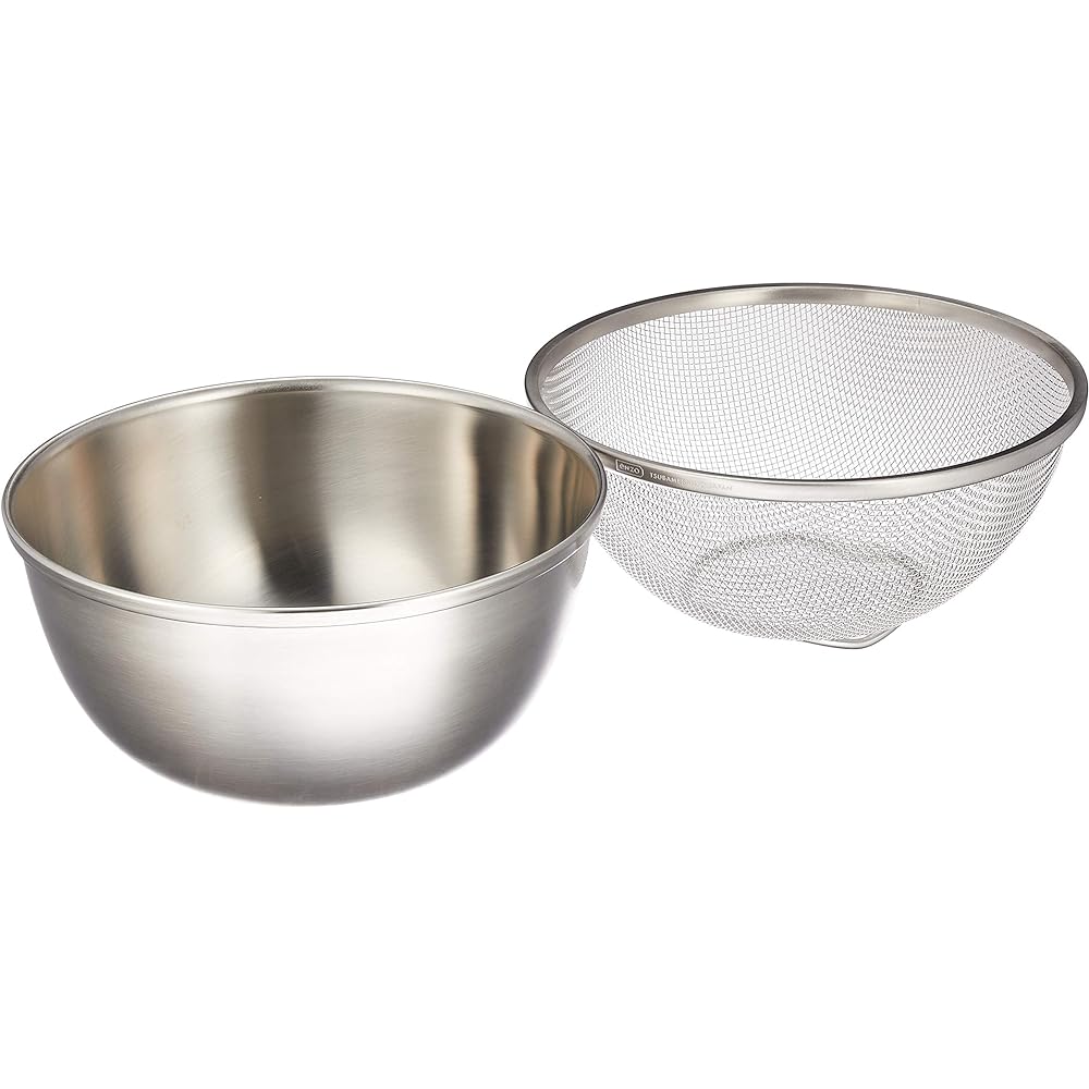Wahei Freiz enzo made in Tsubame-Sanjo stainless steel colander & bowl 21cm set made in Japan AMG-0418