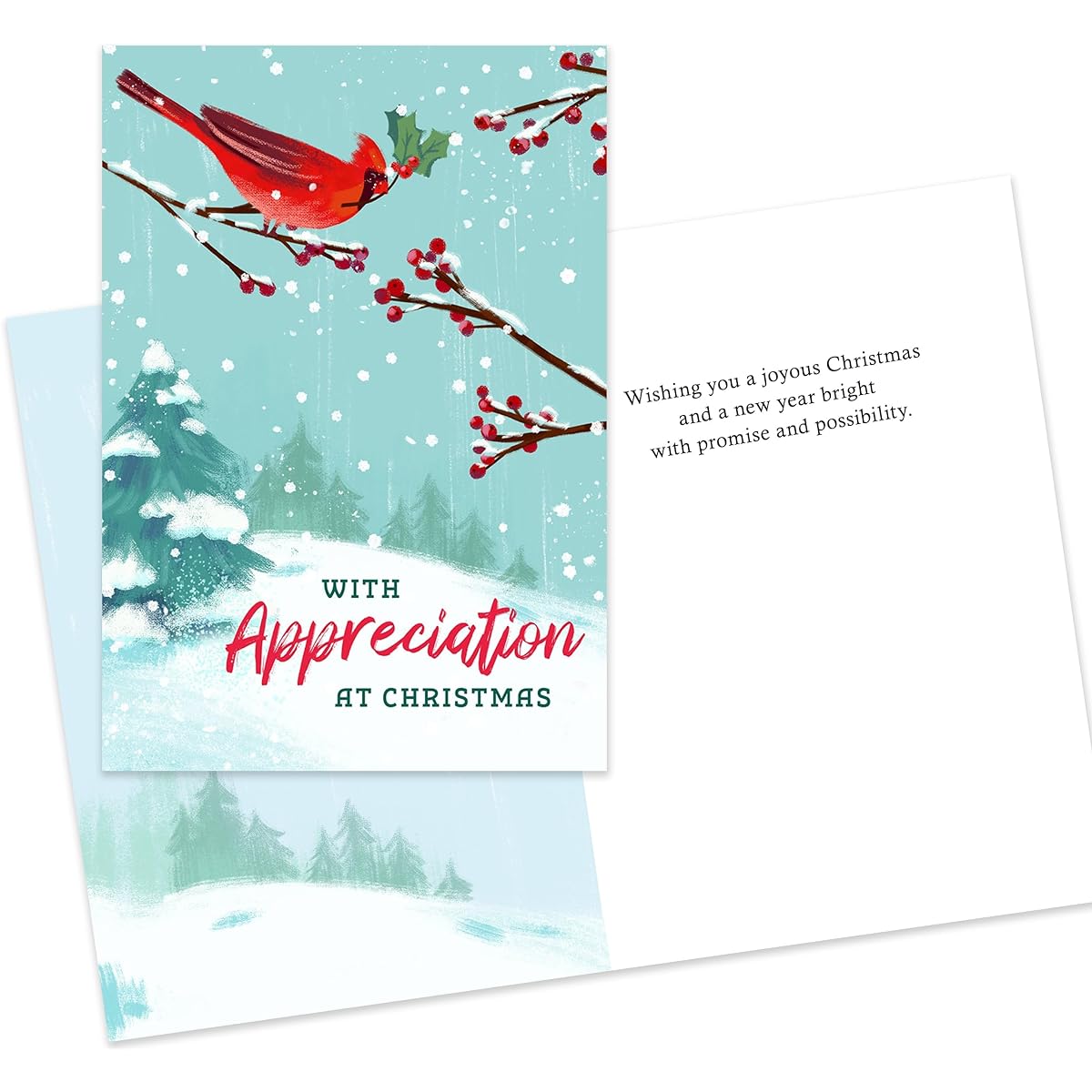 Hallmark Business 25 Pack Bulk Custom Christmas Cards (with Thank You Cardinal)