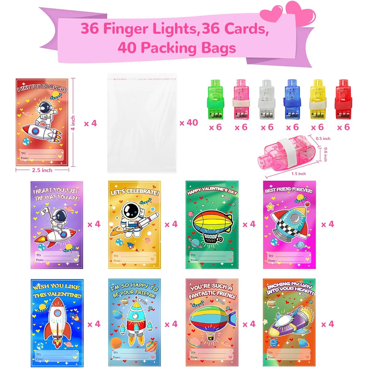 GIFTARC Valentine's Day Kids Card Finger Light
