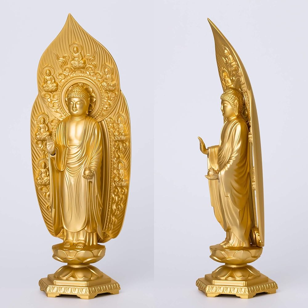 Buddha statue Yakushi Nyorai 17cm (gold plated/24K gold) Buddhist sculptor: Hideun Makita Original model _ "Tendai sect, Shingon sect, Rinzai sect" Takaoka copperware (Yakushi Nyorai)