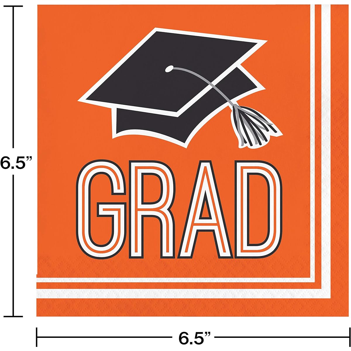 Graduation School Spirit Orange Napkins 108 Sheets