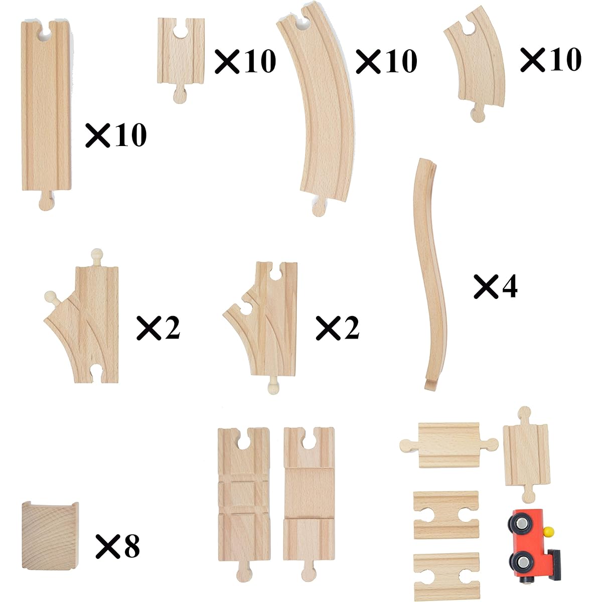 JOYIN Toys 62 Piece Wooden Train Track Extension Set - Battery Operated Thomas Not Included
