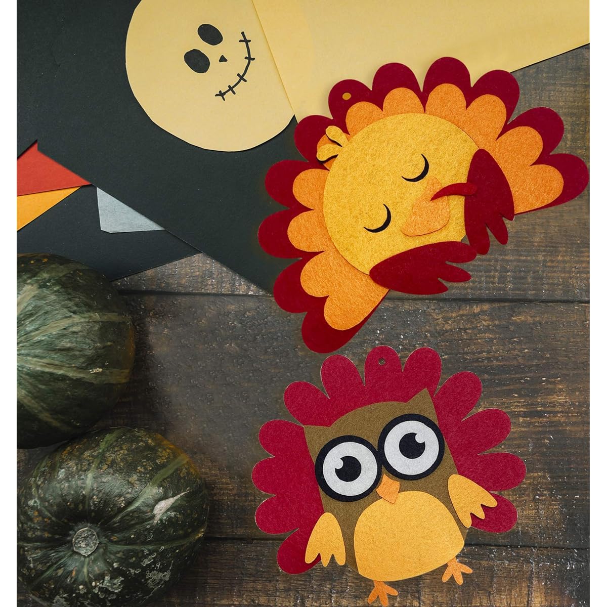 COTXDAG Thanksgiving Crafts Turkey Owl for Kids School Class Activity Party Supplies Gifts 12 Pieces