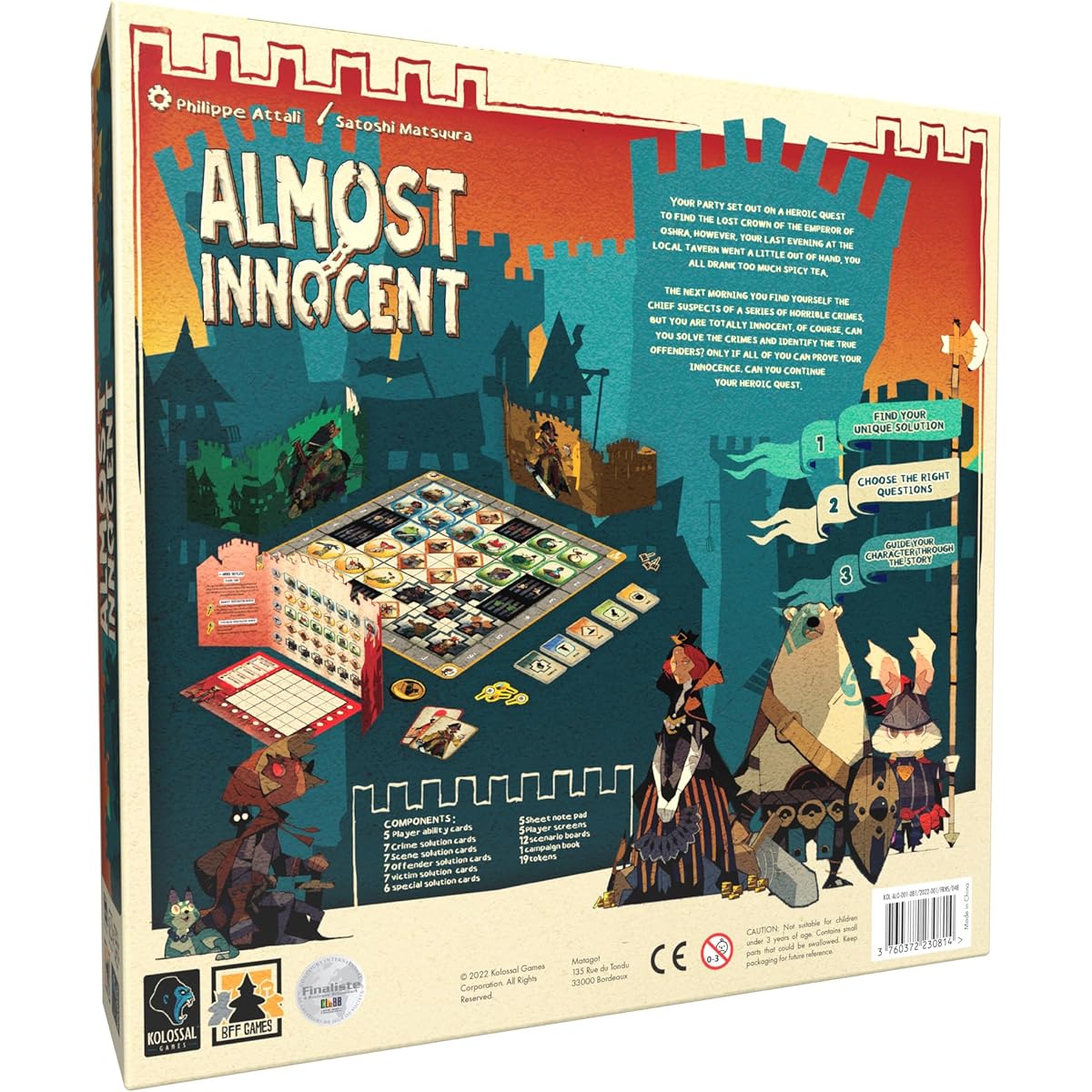 Kolossal Games Almost Innocent - Cooperative Deduction Board Game with Progressive Storyline, Fun Family Game for Kids and Adults, Ages 12+, 2-5 Players, 30 Minute Playtime