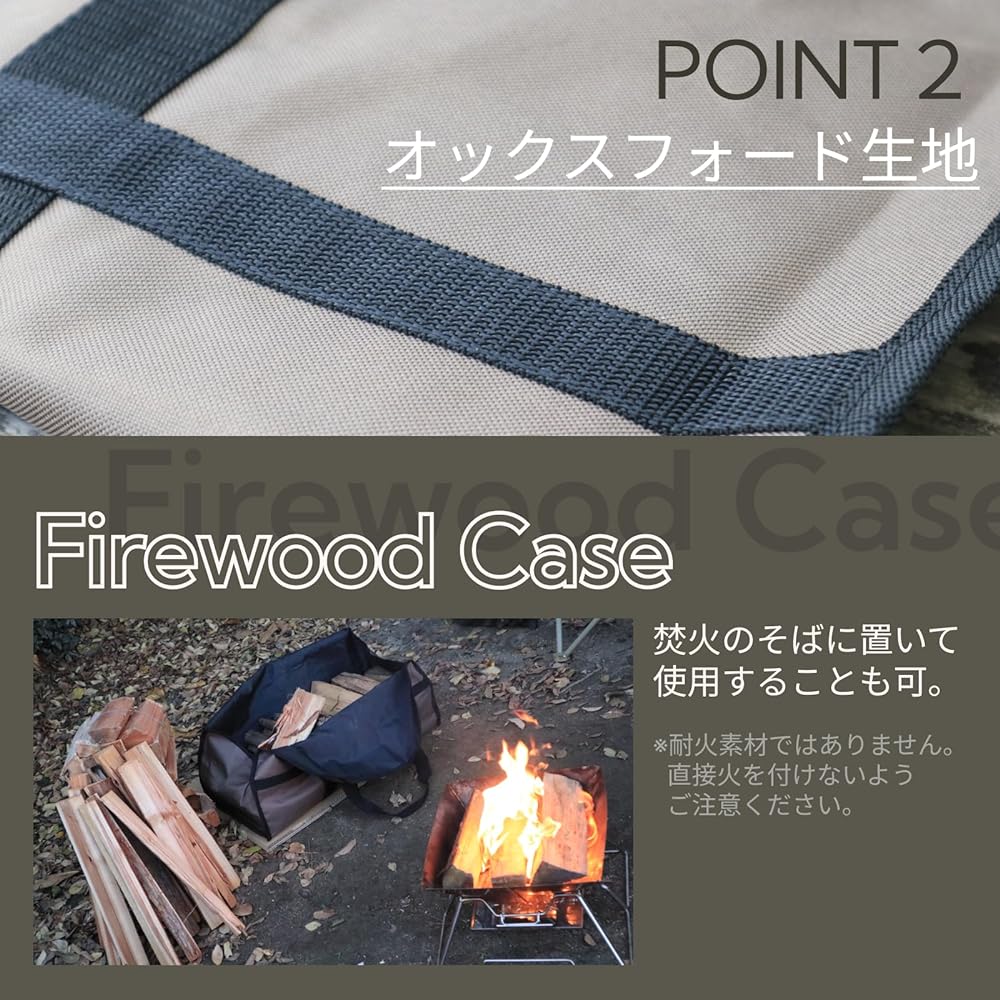 Firewood Bag Firewood Case for Carrying with Handle Stove Accessory (Beige)
