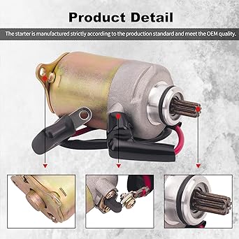 MOTOYUN Starter Motor GY6 125cc 150cc Engine ATV Scooter Moped Quad Jonway 152QMI 157QMJ Carter Talon Yerf Dog Go Kart Taotao SUNL Baja Ice Bear Tank Roketa 9 Tooth 4 Wheel Vehicle