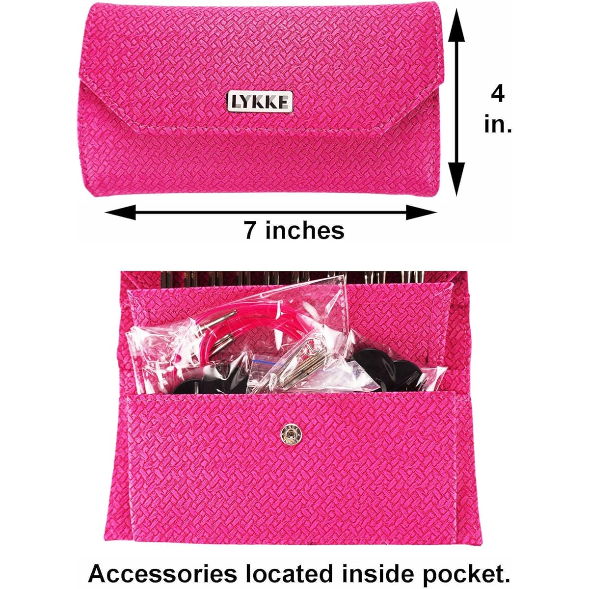 Lykke Blush 3.5" (9cm) Interchangeable Circular Knitting Needles Set Birch Wood US Size 3 4 5 6 7 8 9 10 10.5 Magenta Case Includes 1 Artsiga Crafts Project Bag