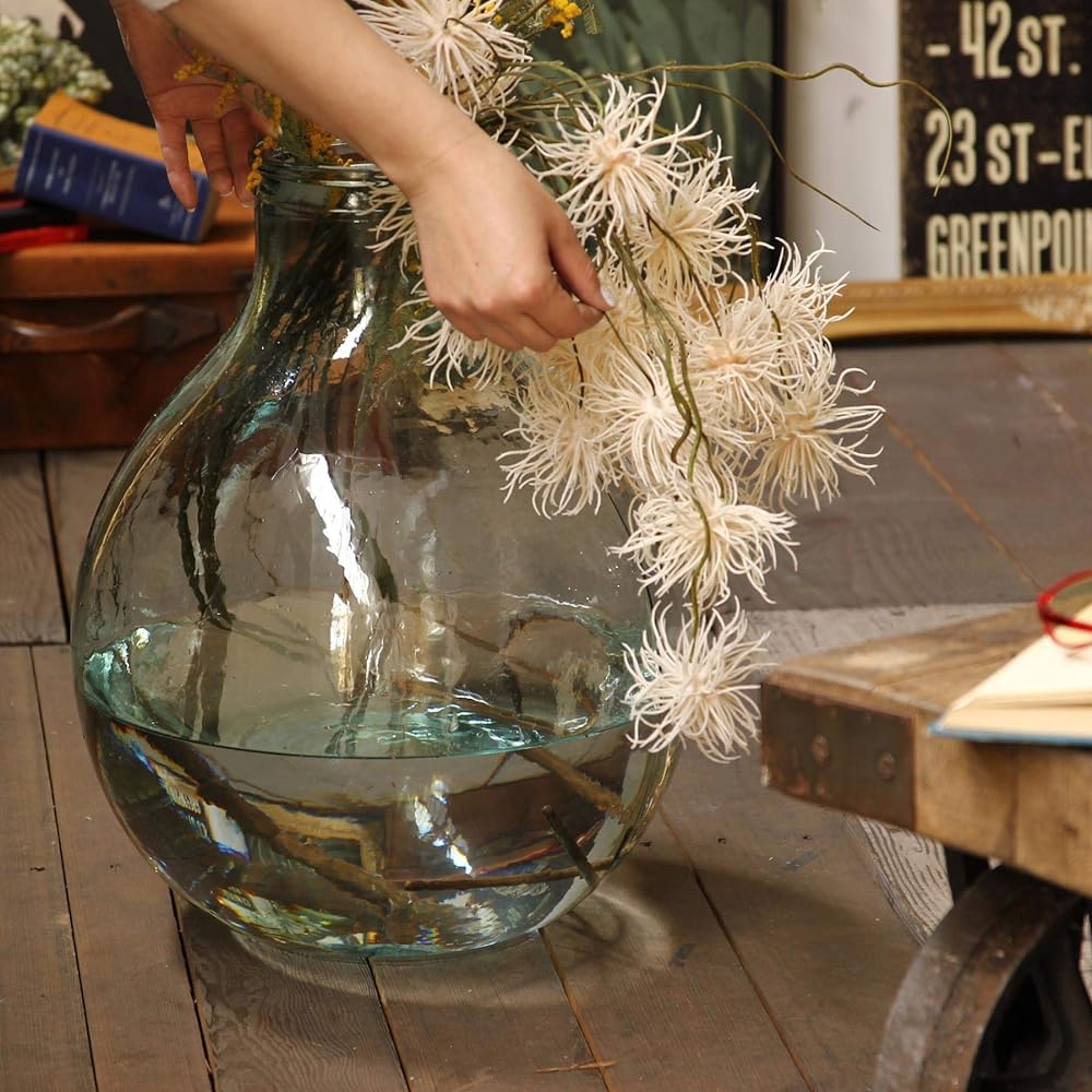 SPICE OF LIFE Vase Recycled Glass Flower Vase VALENCIA Clear Diameter 37cm Height 45cm Spanish Glass Large VGGN1030