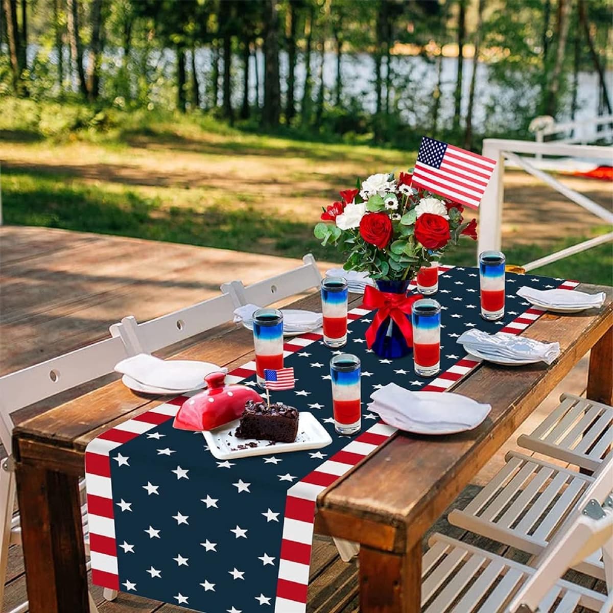 Patriotic Table Runner 72" Long Patriotic Table Centerpiece for 4th of July Independence Day Decorations