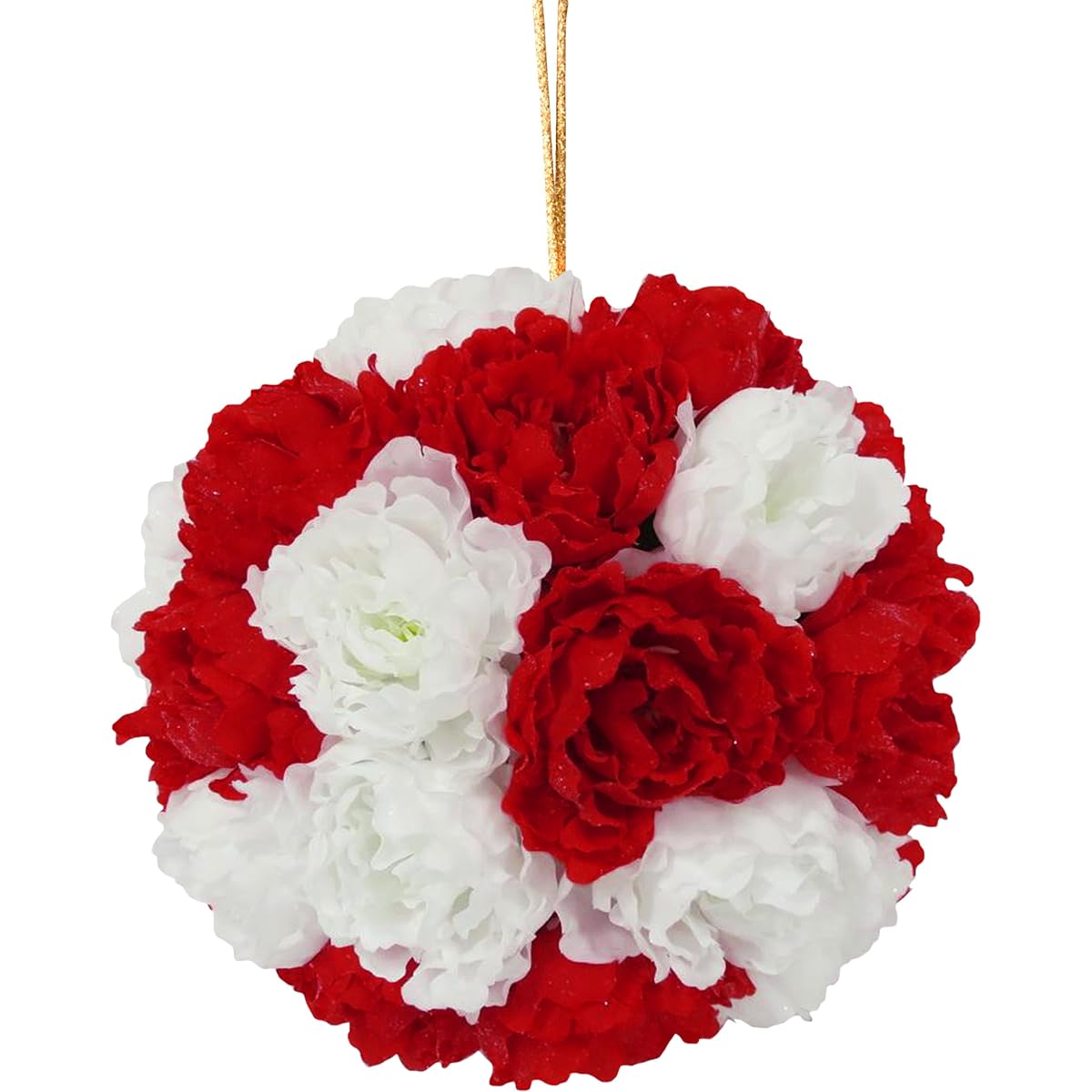 National Tree Company 12.6" Sparkly Peony Hanging Ball, White RAV-TL34993GX