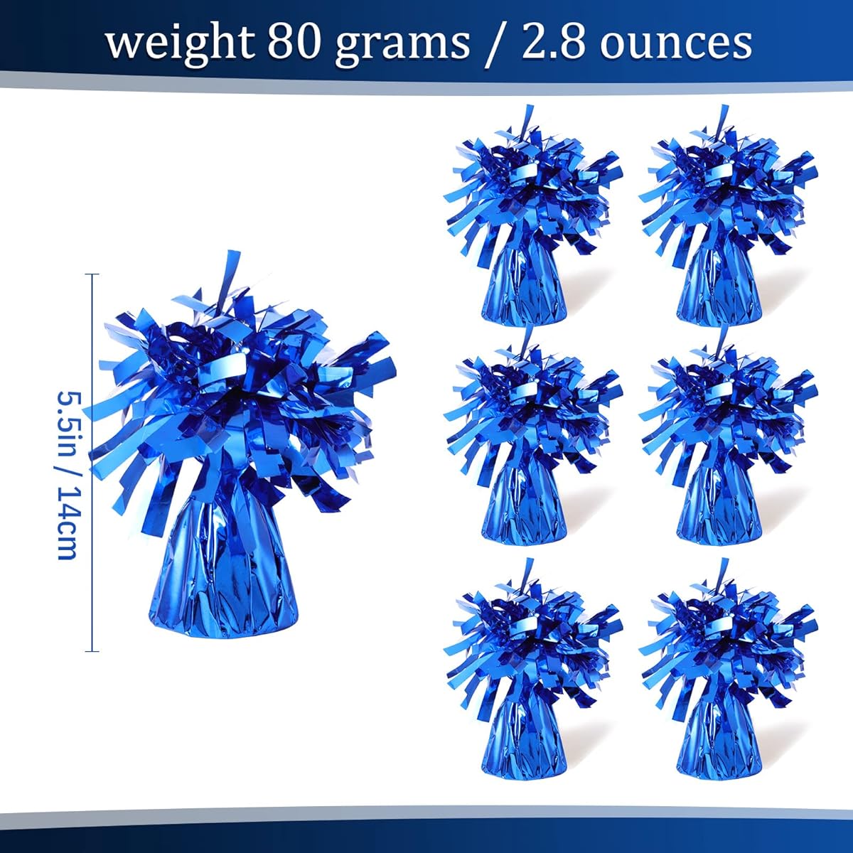 56 Balloons and Balloon Weights 50 Balloons Decoration Birthday Confetti Balloons 6 Balloon Weights Pack Holder Balloon Party Wedding Birthday Decoration (Blue Series)