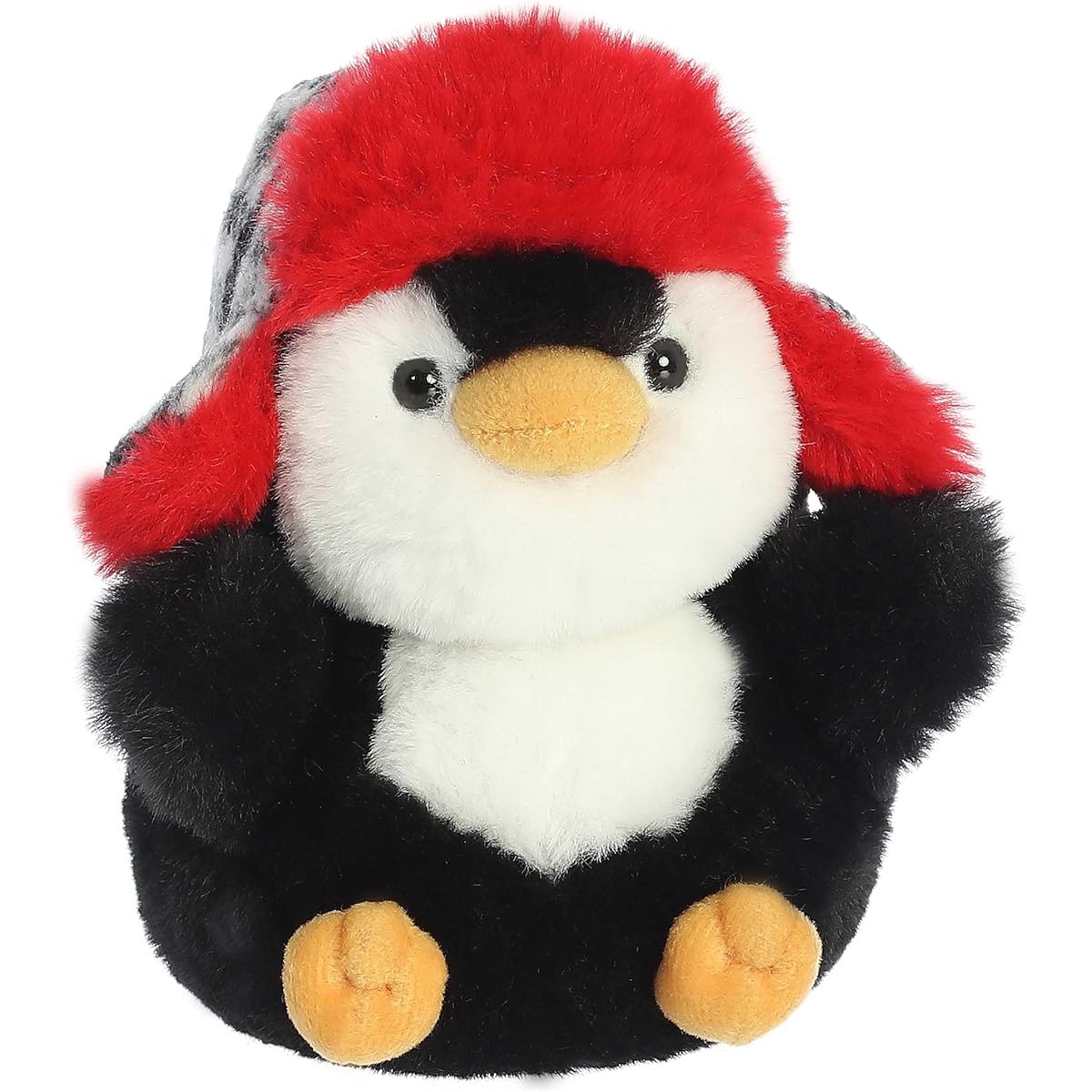 Aurora Round Rolly Pet Porter Penguin Stuffed Animal - Adorable Companions - On-The-Go Fun - Black 5.5 Inches