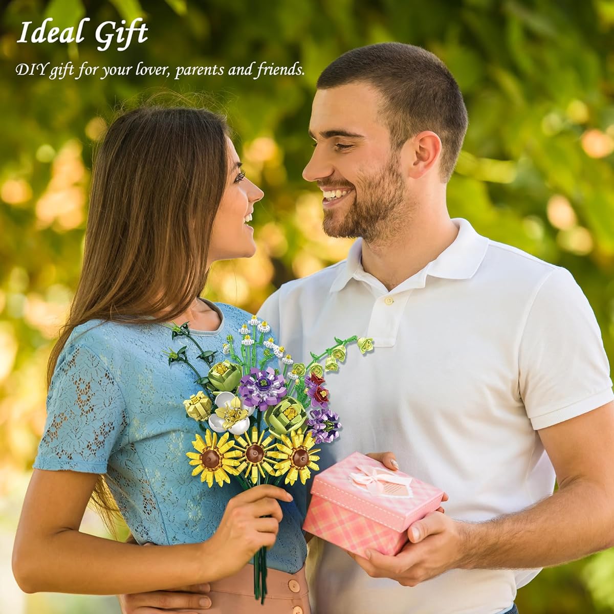Flower Bouquet Building Set, 15 Pieces Artificial Flowers with Vase, Plant Collection, Building Blocks Toys, DIY Decoration for Home, Valentine's Day, Creative Gifts for Her, Girlfriend, Kids, Ages 6+, 2023
