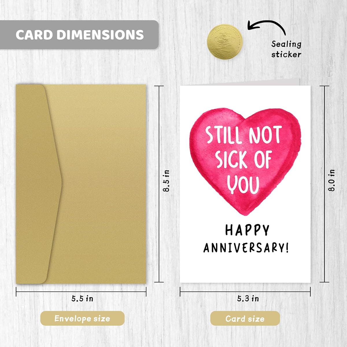 OfficeKolor Funny Birthday Cards for Boyfriend Girlfriend Wife Husband Fiance - Birthday Gift Card for Him Her Not Sick of You