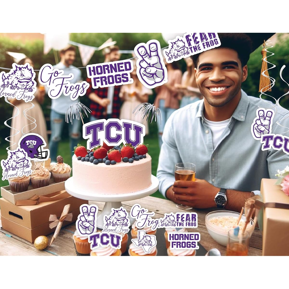 TCU Horned Frog Party Decorations, Birthday Party Supplies, Graduation Decorations, TCU Football Party with Official Texas Christian University Merchandise (45 Pieces)