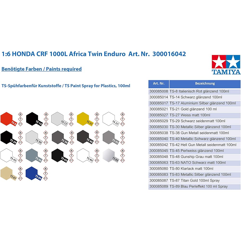 Tamiya 1/6 Motorcycle Series No.42 Honda CRF1000L Africa Twin Plastic Model 16042
