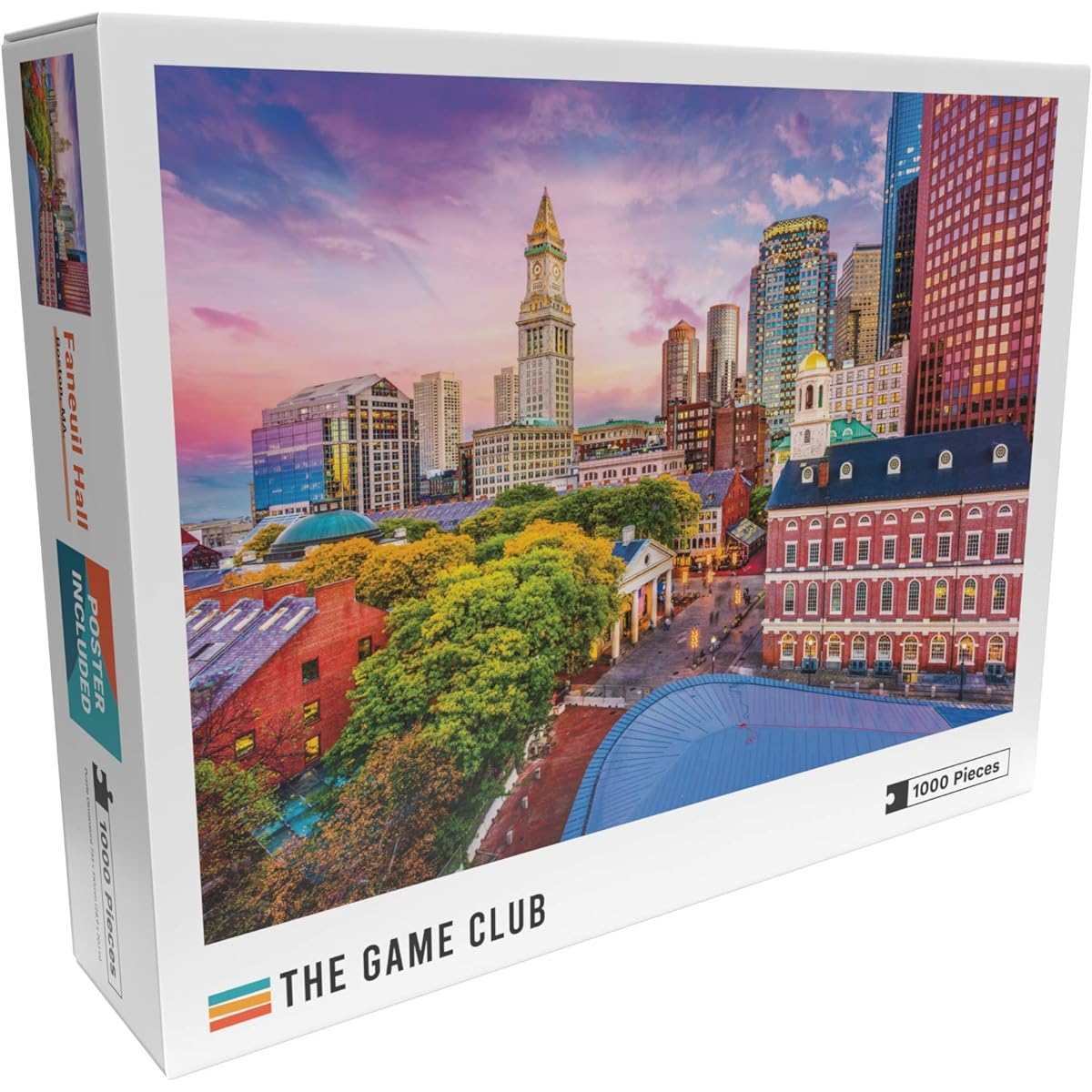 The Game Club Fanyu Hall 1000 Piece Jigsaw Puzzle Bright and Unique Skyline Puzzle Boston, Massachusetts for Adults, Teens, and Children