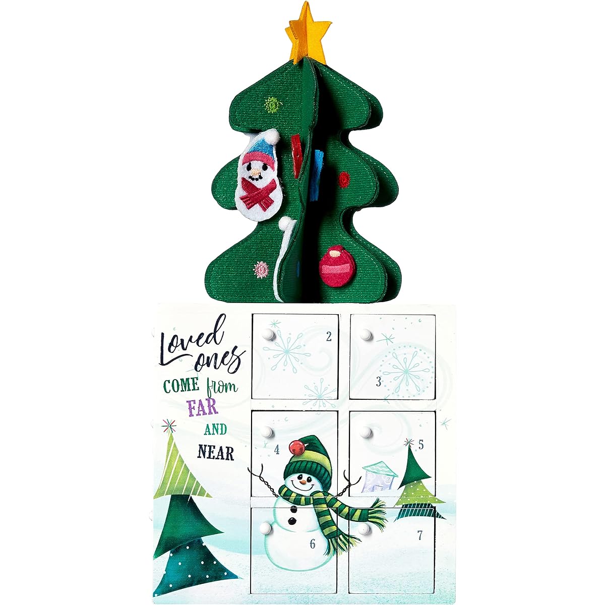 Precious Moments 191428 Wood Resin and Fabric Snowman Advent Calendar, One Size, Multi, 33 Piece Set