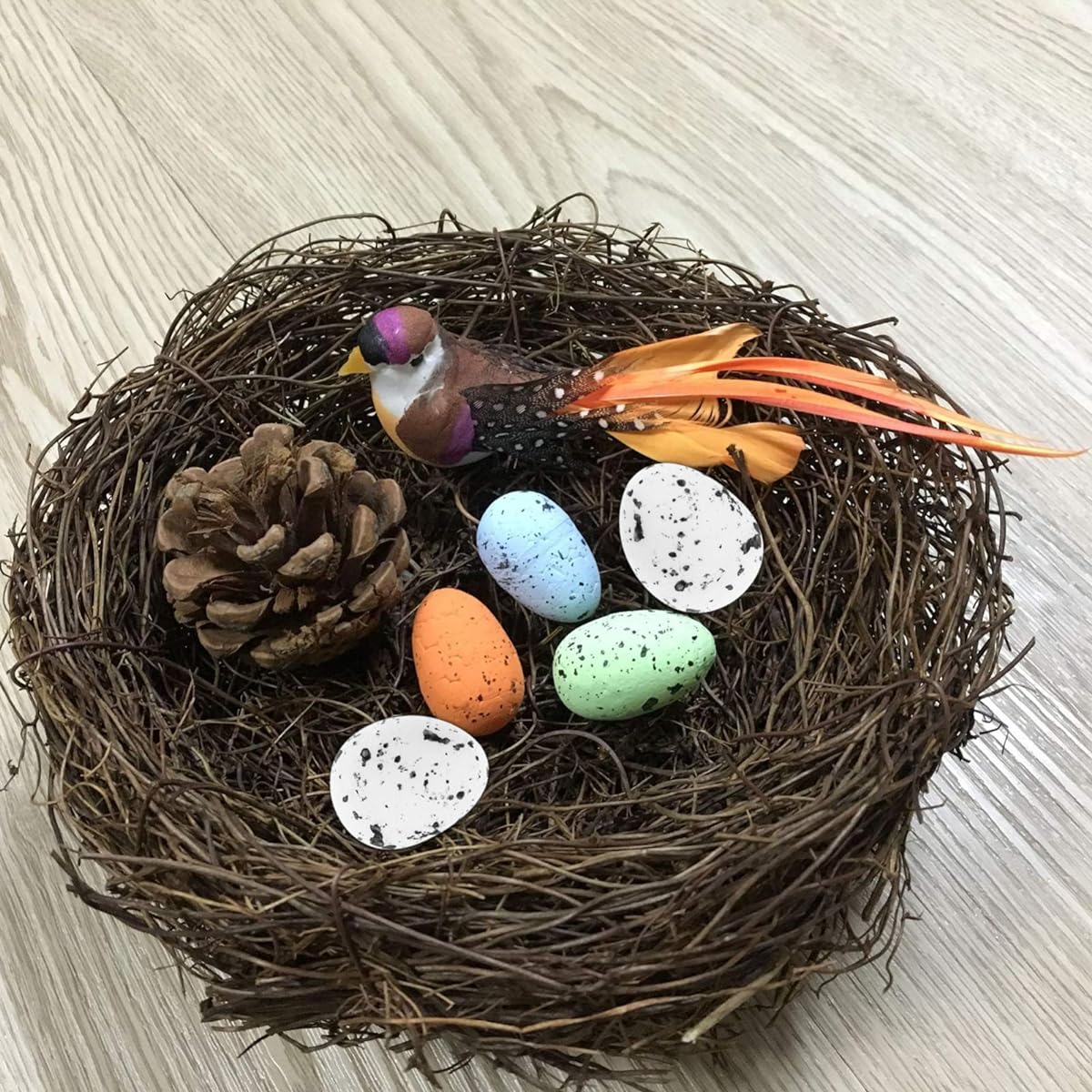 PRETYZOOM 100pcs Artificial Bird Eggs Craft Home Decor Garden Ornament DIY Easter Decorations Fake Nest Eggs Wedding Party Decorative Photo Props White