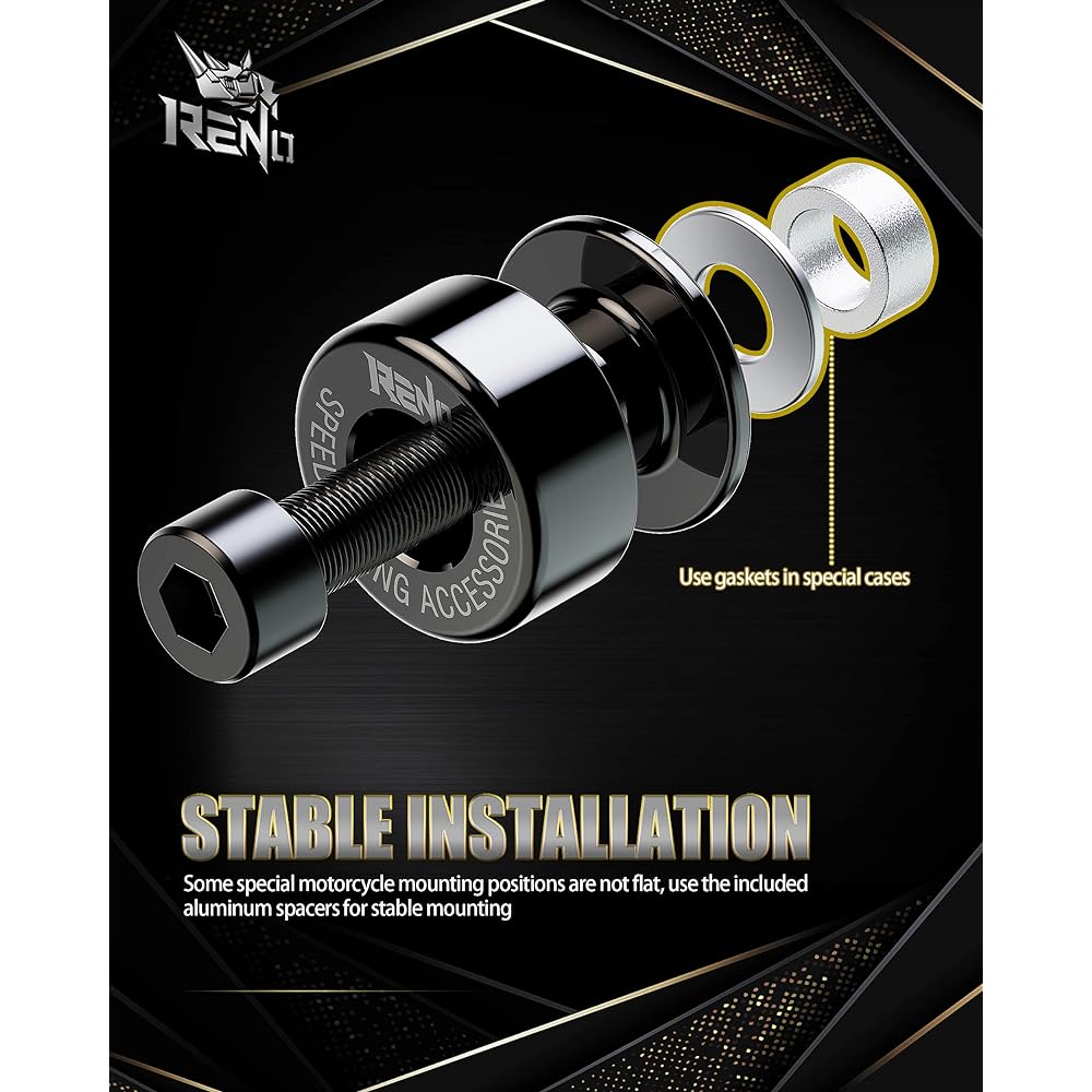 RENO Motorcycle Swing Arm Spool Slider PRO Compatible with Some Models Aluminum SP1-M6 (Black 2 Pieces)