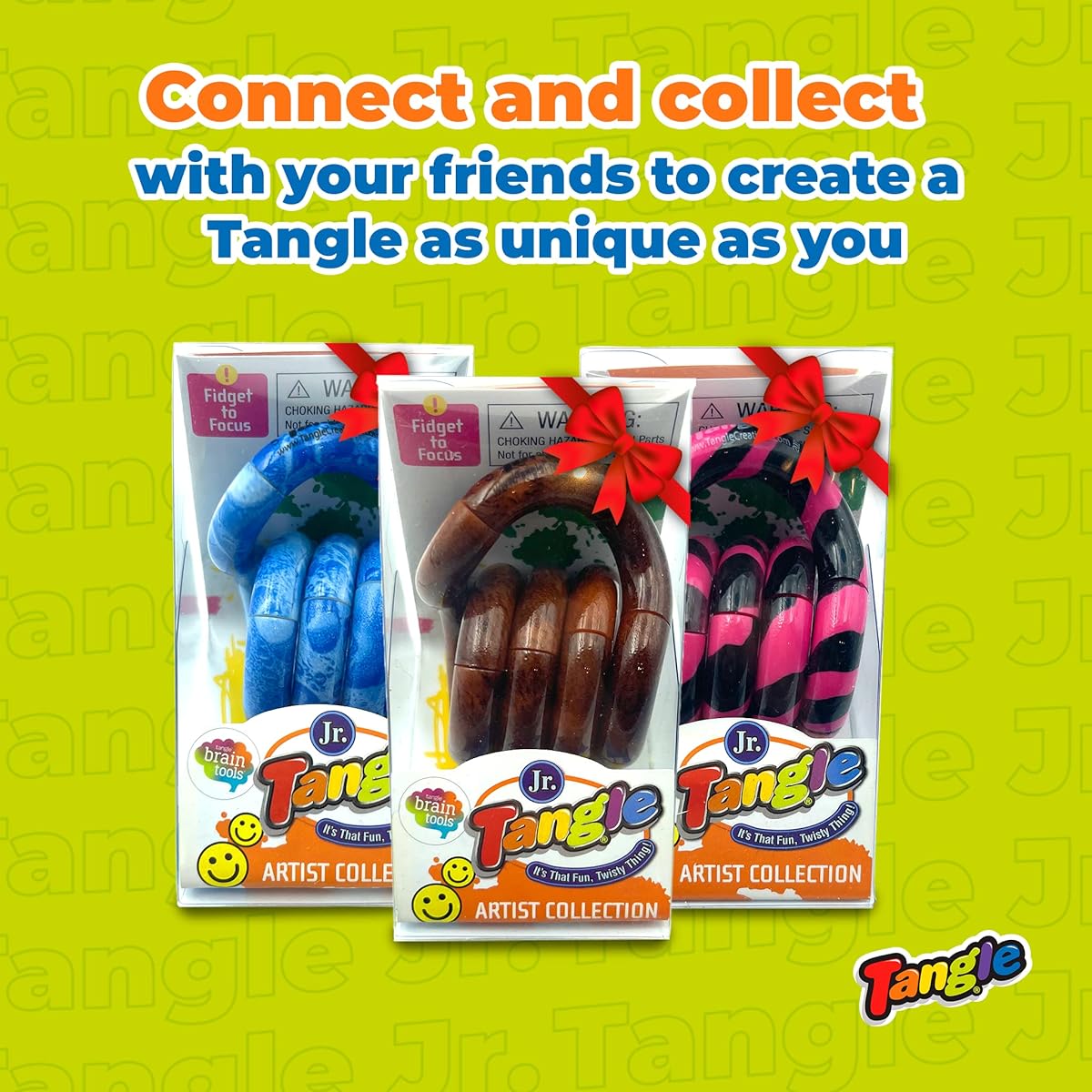 Tangle Jr. Masterpiece (3 Pack) - Maple Splashes Strike Artistic Patterns Unique Fidget Experience - Play at Work, School or Meetings - Twisted Fidget Toys for Kids and Adults