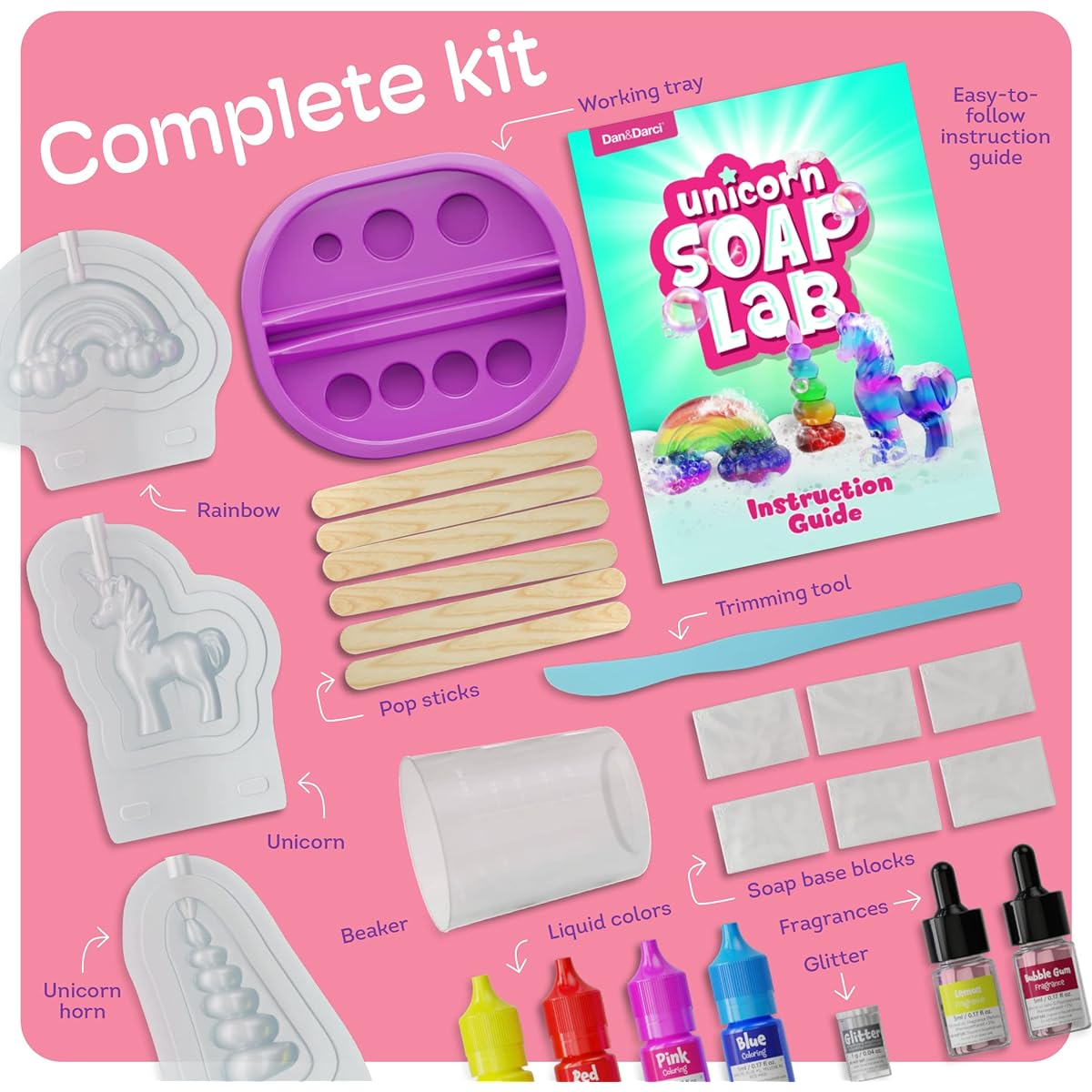 Unicorn Soap Making Kit - Girls Craft DIY Projects for Kids Ages 6+ - Unicorn Girl Gifts - Science STEM Activities Teenage Christmas Gifts - Make Your Own Soap Kit - Craft Toys for Ages 6 7 8 9 10 11 12