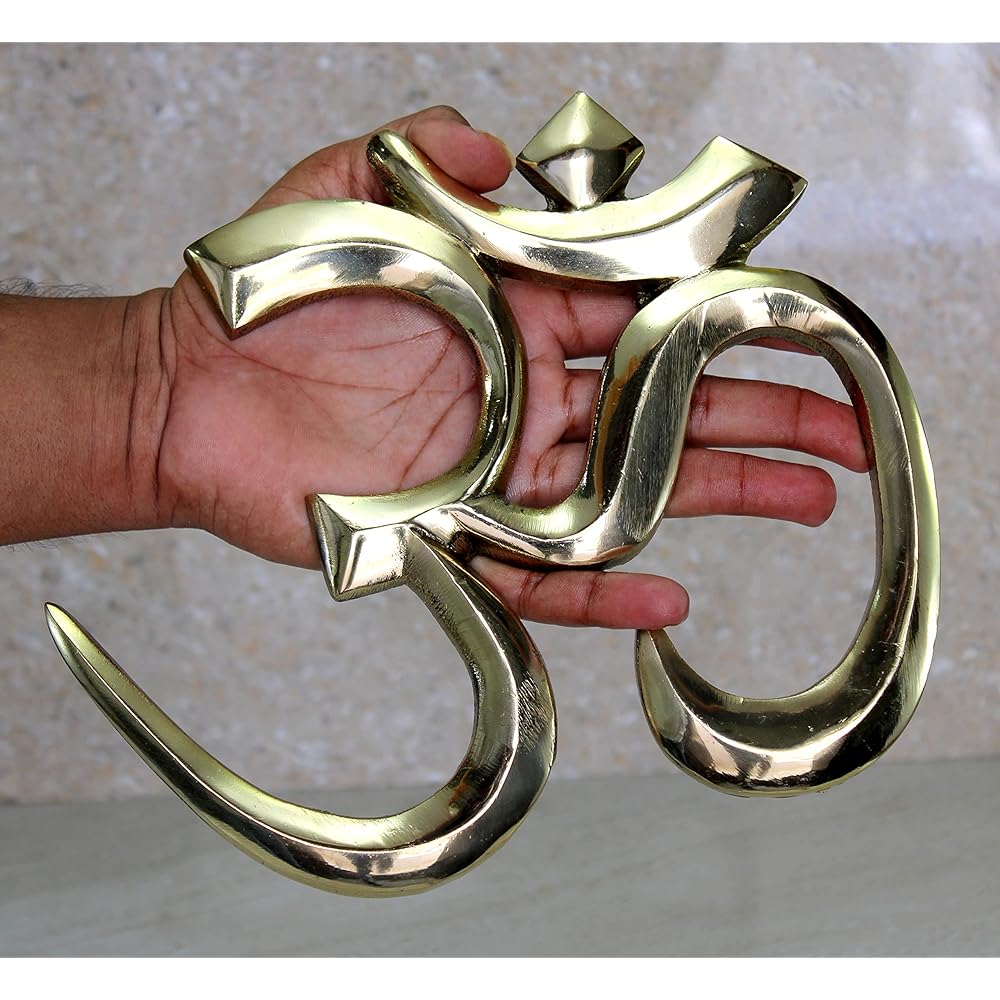 eSplanade Brass OM Wall Hanging Sculpture | Vastu | Feng Shui | Luck Auspicious Religious Symbol | Puja Idol | Home Decoration - 9 inches