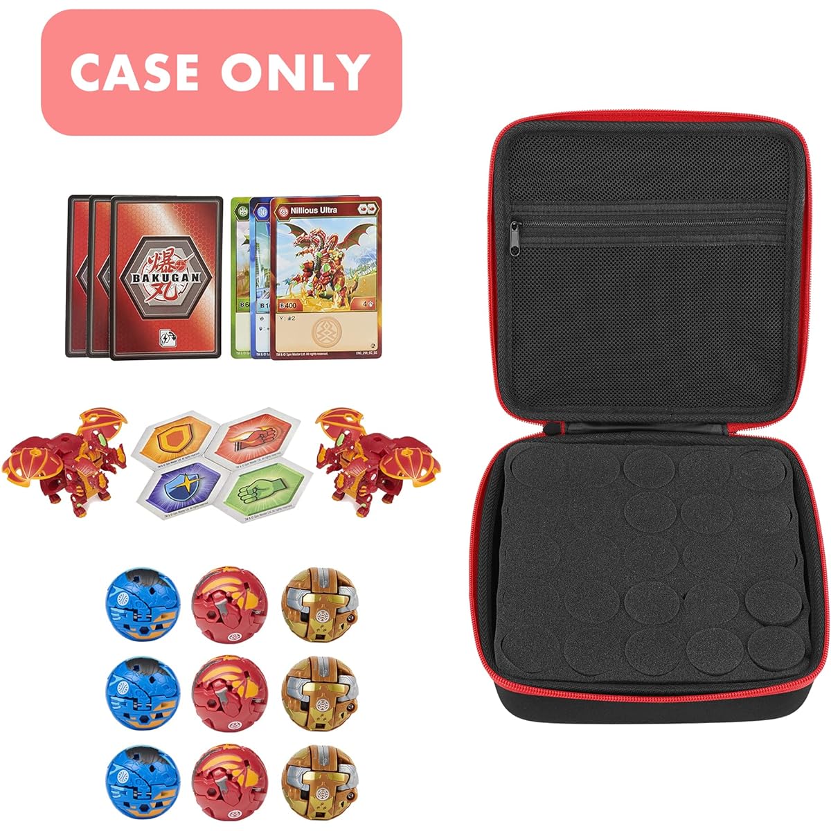 TONYLAIJIANTAO Toy Storage Organizer Case for Bakugan Armored Alliance Collectible Action Figures, Bakugan Cores, Bakugan Ultra, Trading Cards (Case Only) (M)