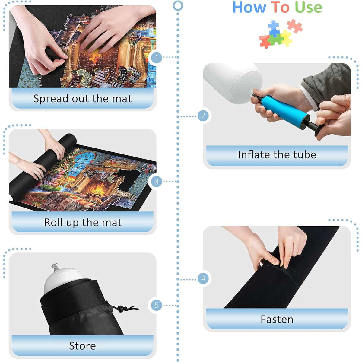 Lavievert Giant Jigsaw Puzzle Mat Roll Up Portable Puzzle Saver Board Large Felt Puzzle Mat with Storage Keeper Holder, Drawstring Closure Storage Bag & Hand Pump for up to 3,000 Pieces