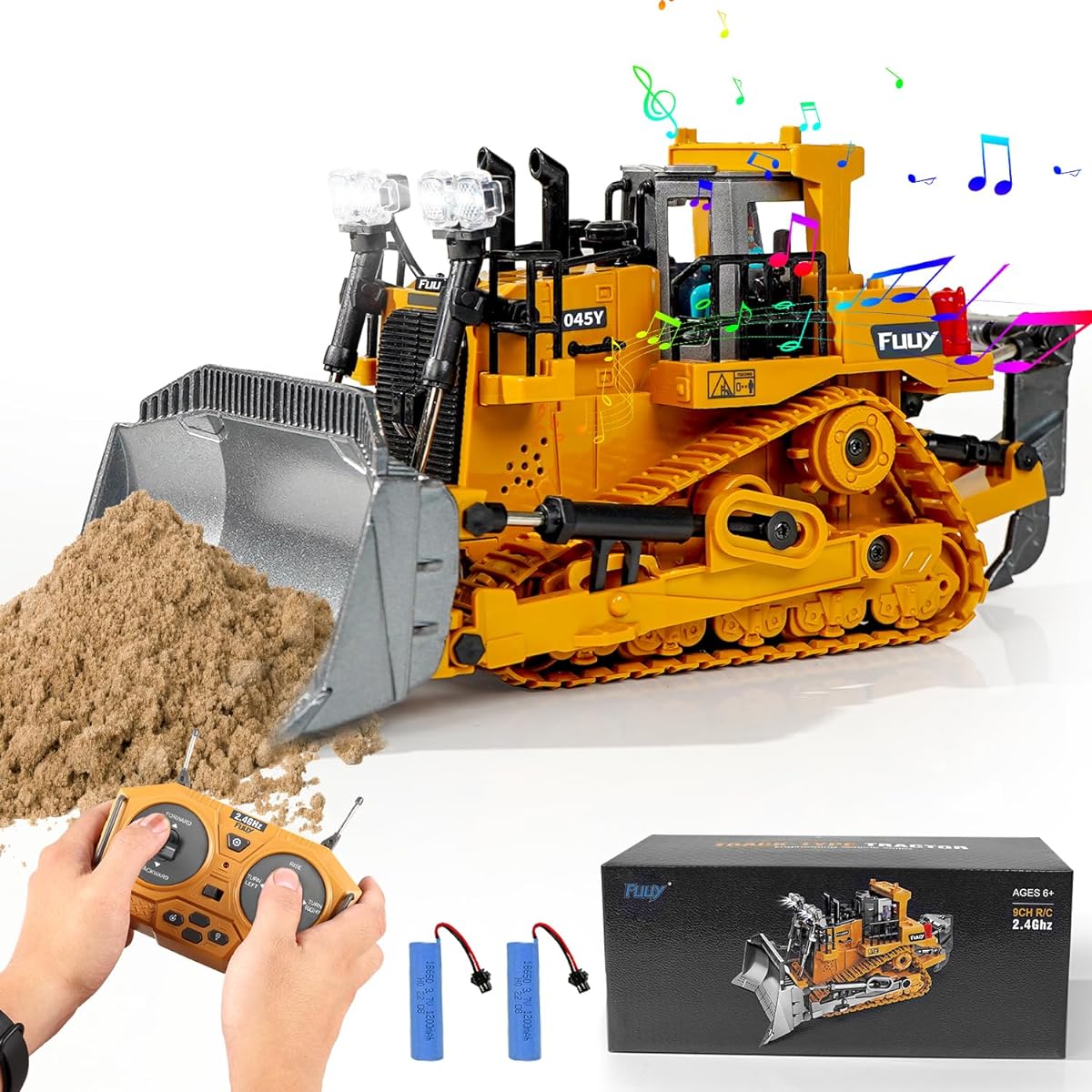 FUUY Construction Toys for 3 Year Old Boys Remote Control Bulldozer Kids Metal RC Construction Vehicle RC Dozer Toys Gifts for Boys Ages 4-7