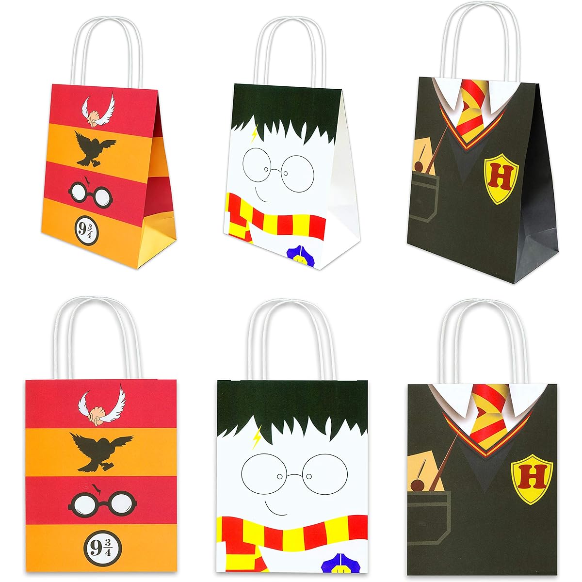 KOWLOON Magical Wizard School Party Favor Bags Treat Gift Paper Bags Birthday Cosplay Theme Party Supplies Decorations 12 Pack