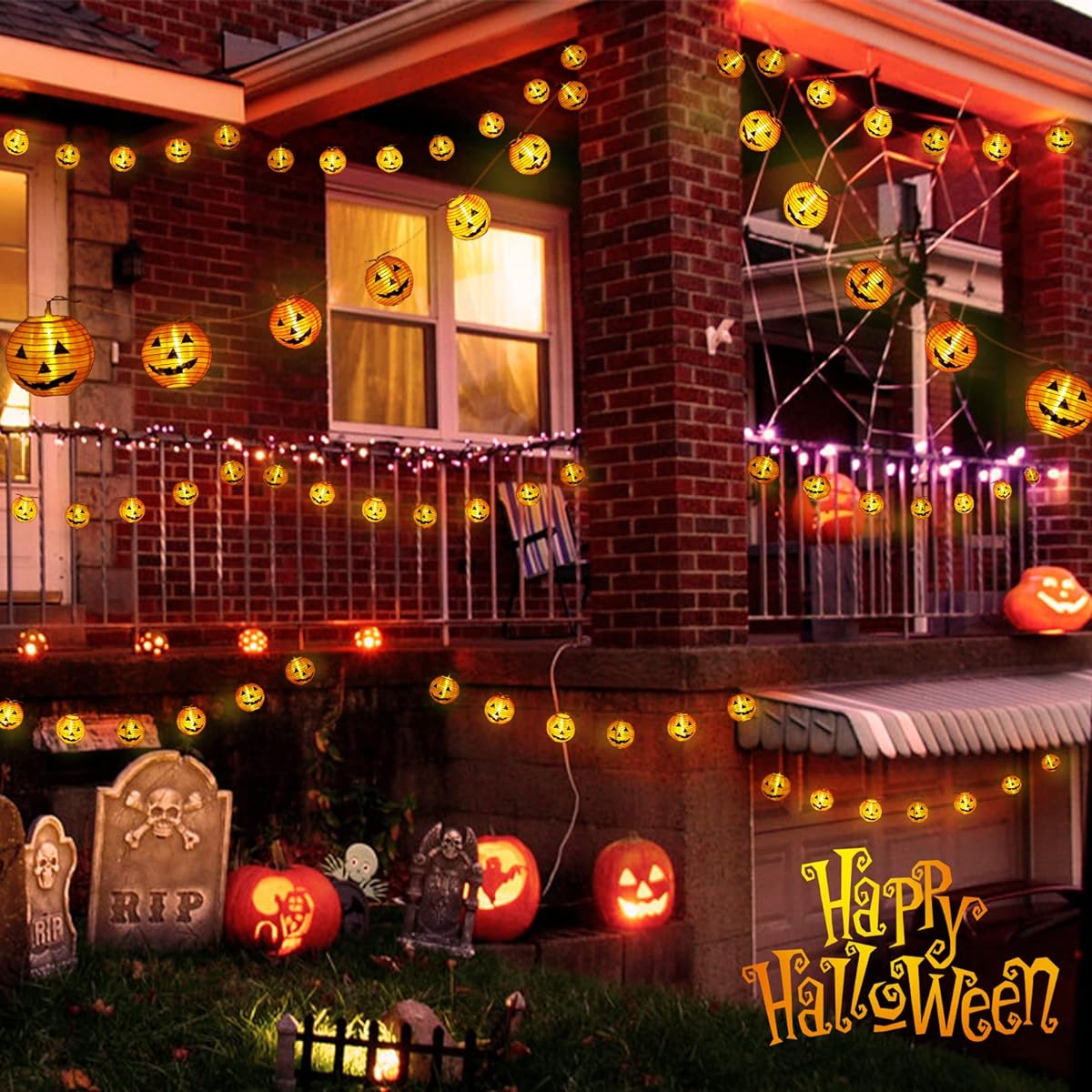 XIYUNTE Halloween Pumpkin Lantern String Lights - 20LED DIY Jack O Lantern Halloween Pumpkin Lights USB or Battery Powered Pumpkin String Lights for Indoor/Outdoor Decoration
