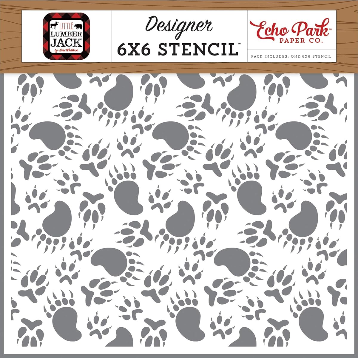 Echo Park Paper Company LL195033 Animal Tracks Stencils Red Black Tan Craft White