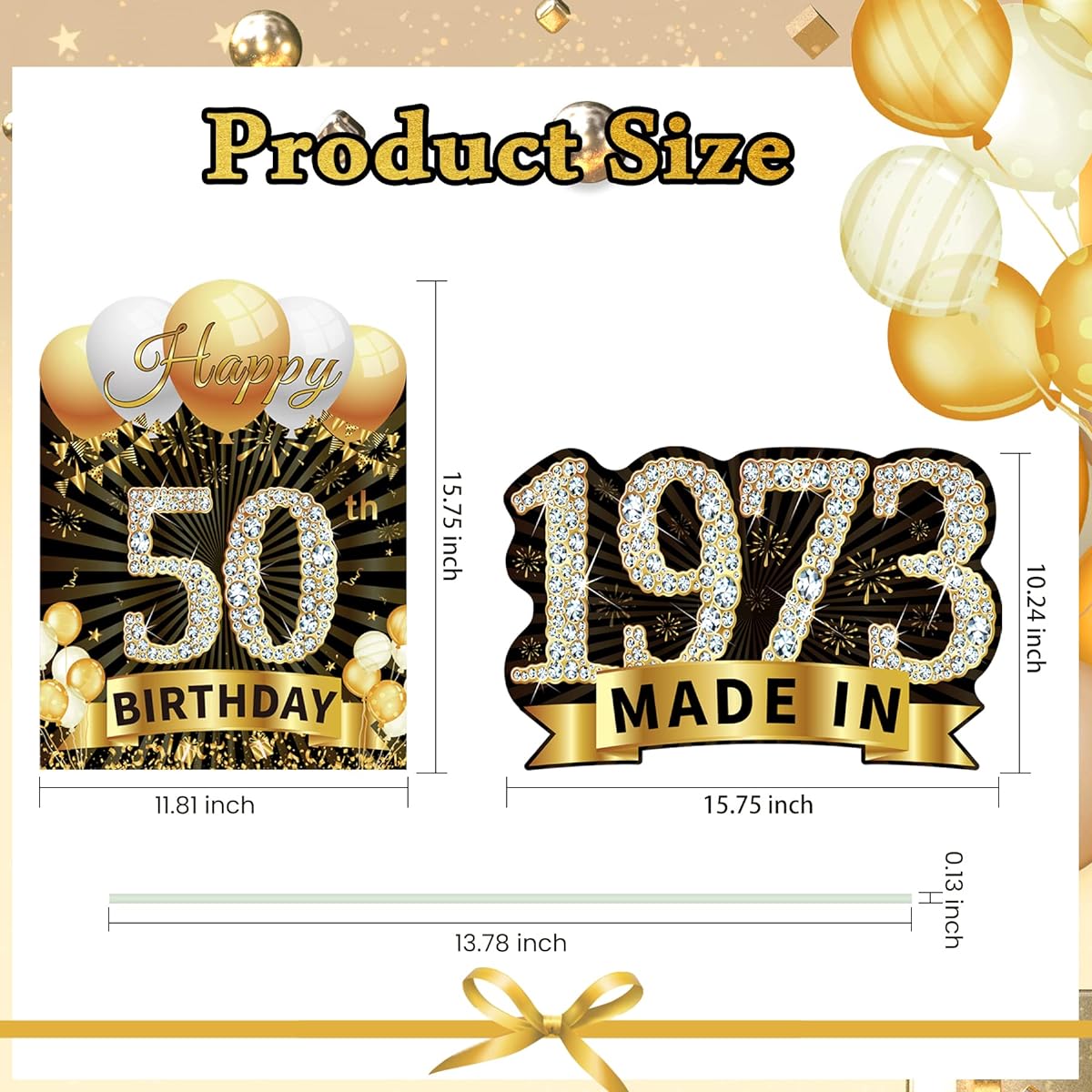 50th Birthday Yard Sign Decorations - Happy 50th Birthday Yard Sign and Made in 1973 Lawn Signs, Funny Yard Signs, Outdoor Party Supplies with Stakes for Men and Women, Backyard Decorations, Black Gold