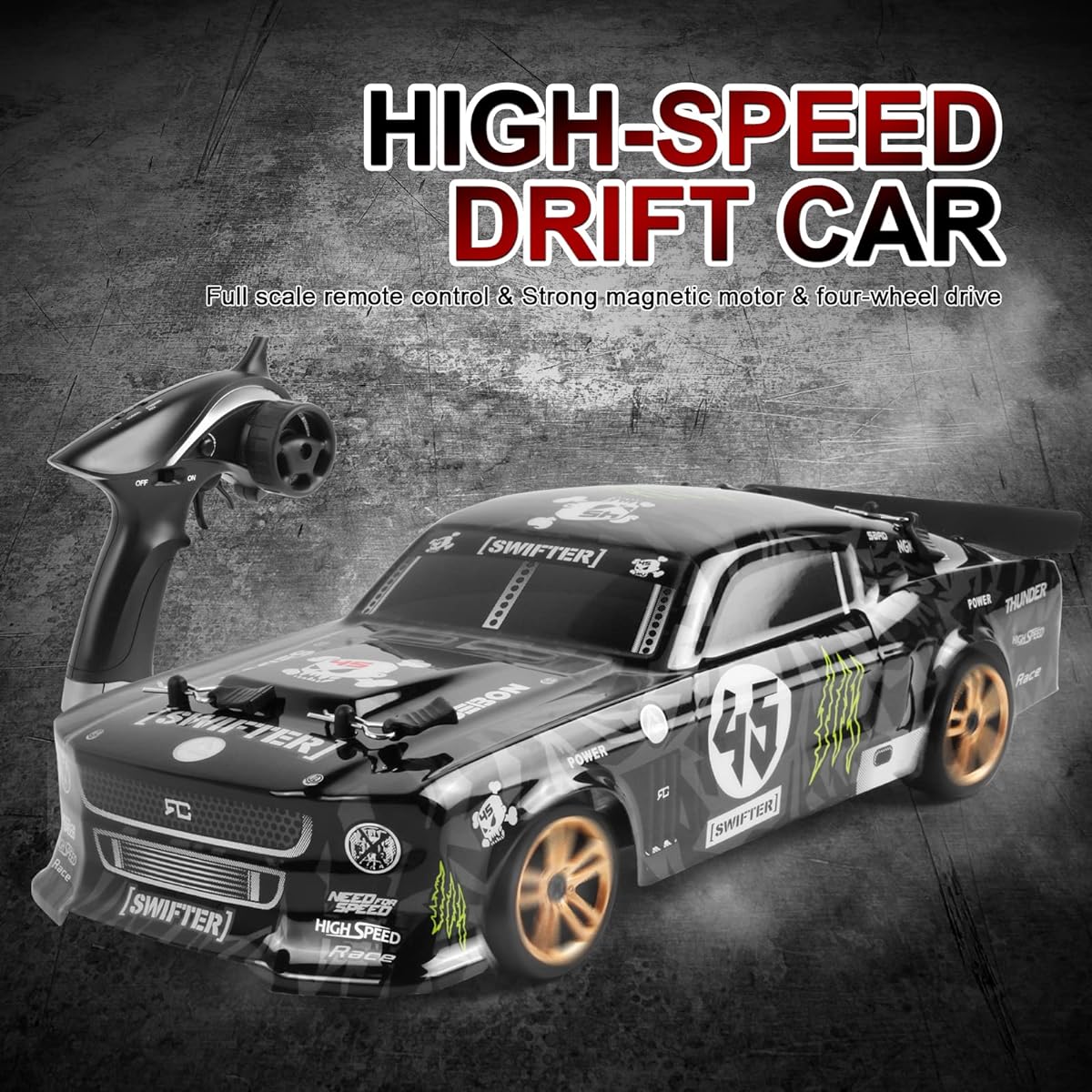 RC Drift Car, Yueou RC Drift Car 1/18 RC Car 2.4GHz 4WD 30km/h High Speed RC Race Car for Kids Children Boys Gift RTR 3 Battery