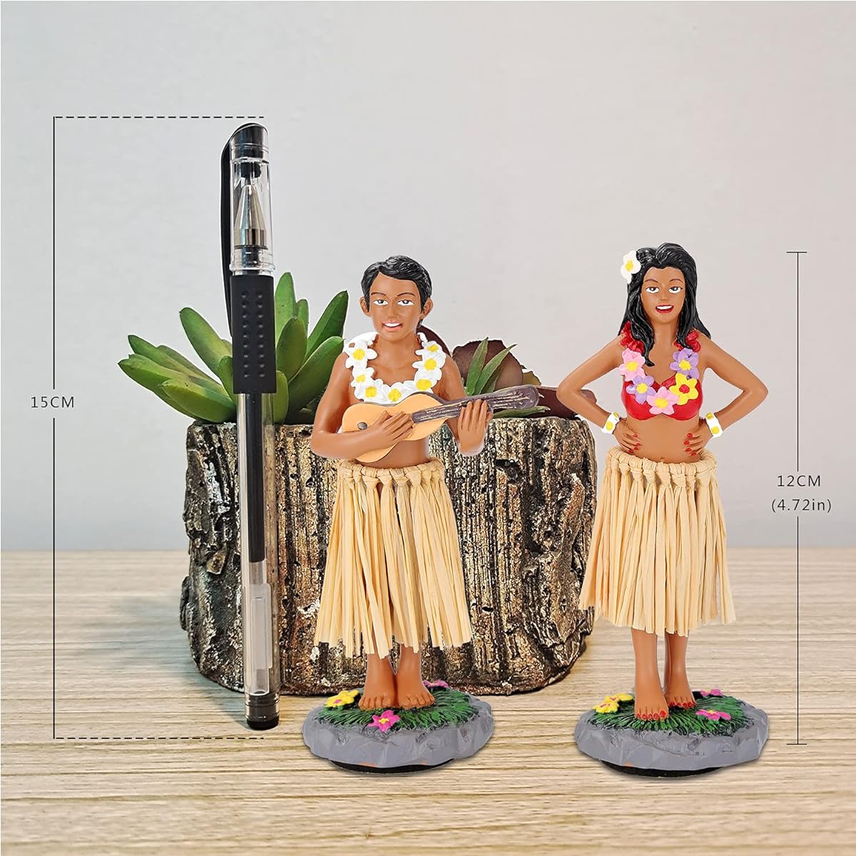 BCSmyer Hula Girl Dashboard Bobblehead for Drivers, Hula Boy Dashboard Decoration, Hula Dancer Dashboard Bobble Hula Girl Couple Mini Size 4.7" Tall (Couple) with Gift Box