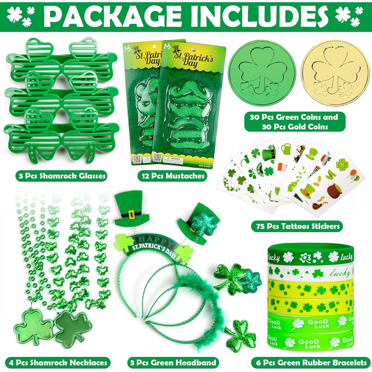 BAOBICUTE St. Patrick's Day Accessories 161 Pieces Party Favors