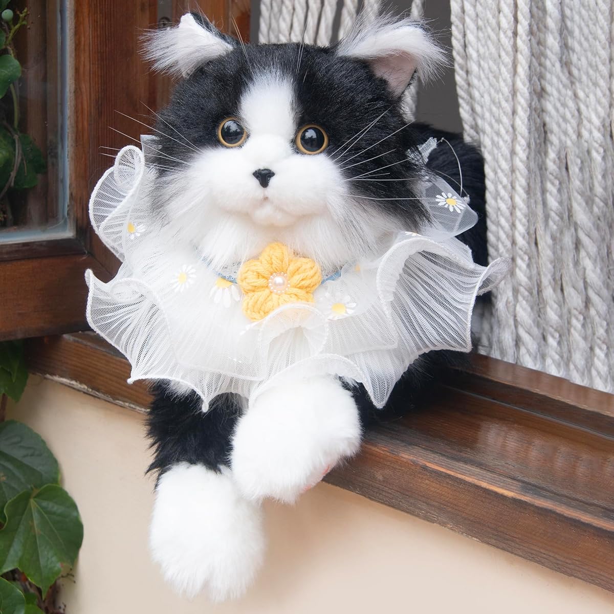 Chongker Cat Plush Realistic Cat Stuffed Toy for Children Realistic Ragdoll Cat Stuffed Toy Gift for Kids and Cat Lovers (Black Cat)