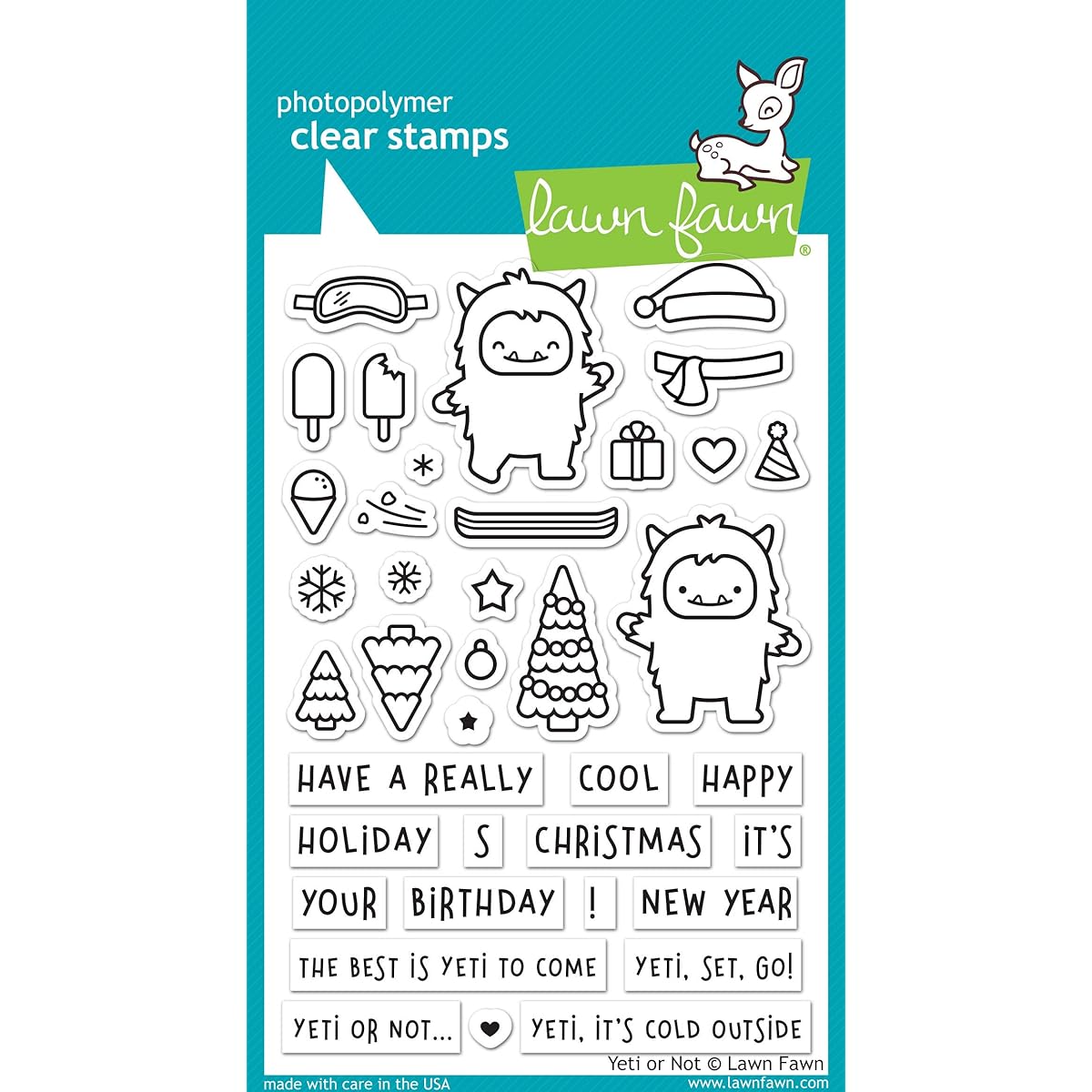 Lawn Fawn Yeti or Non-Clear Stamp and Coordinating Dice - 2 Item Set (LF2027, LF2028)