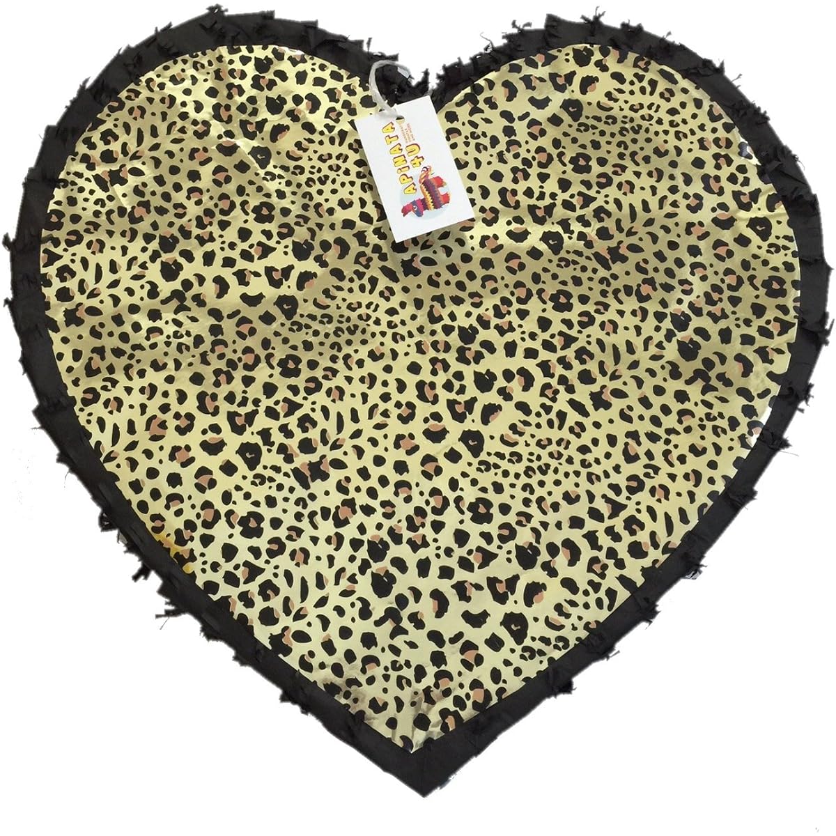 Black Color & Leopard Print Heart Pinata